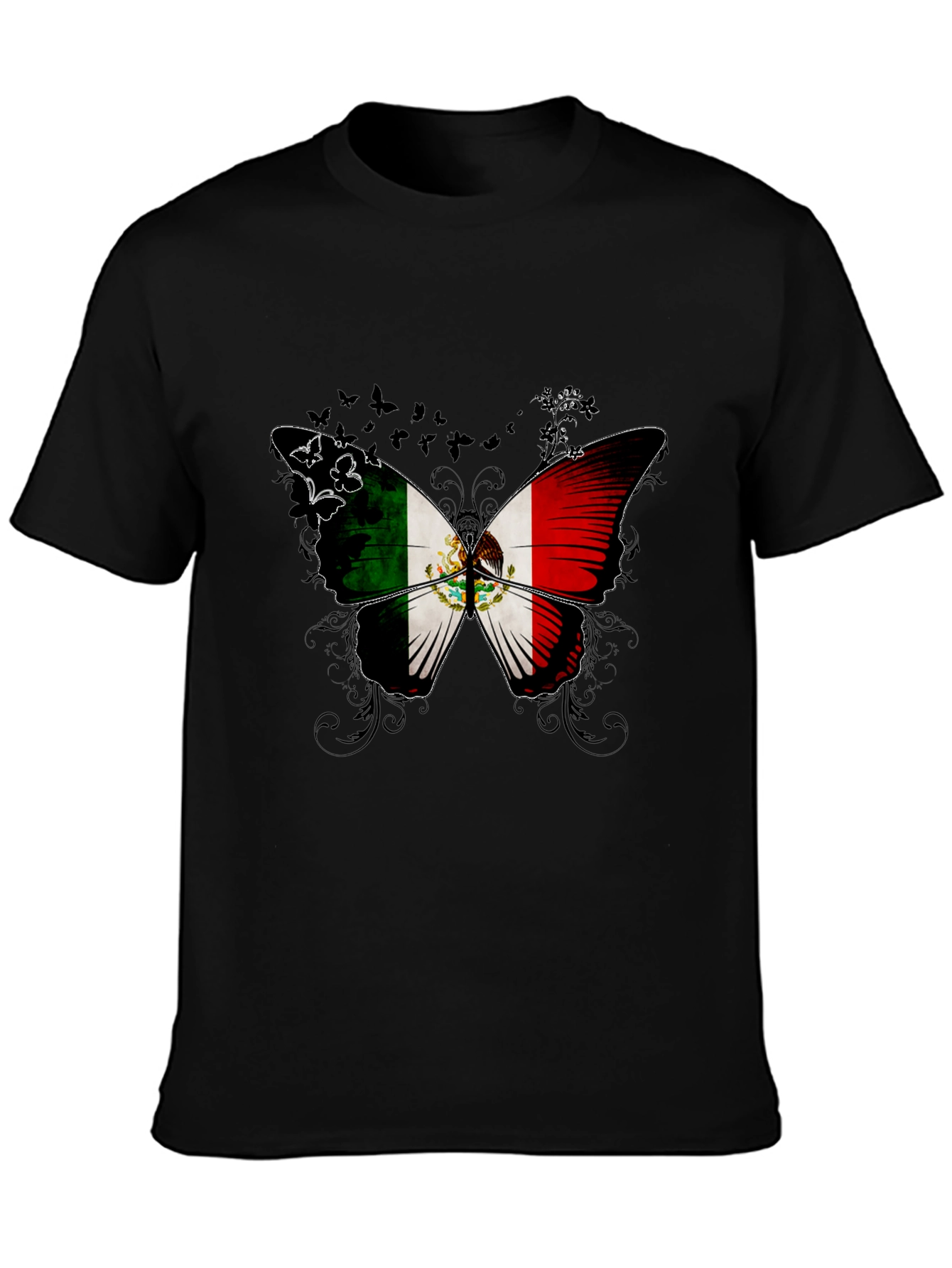 Mexico Flag Butterfly Graphic T-Shirt