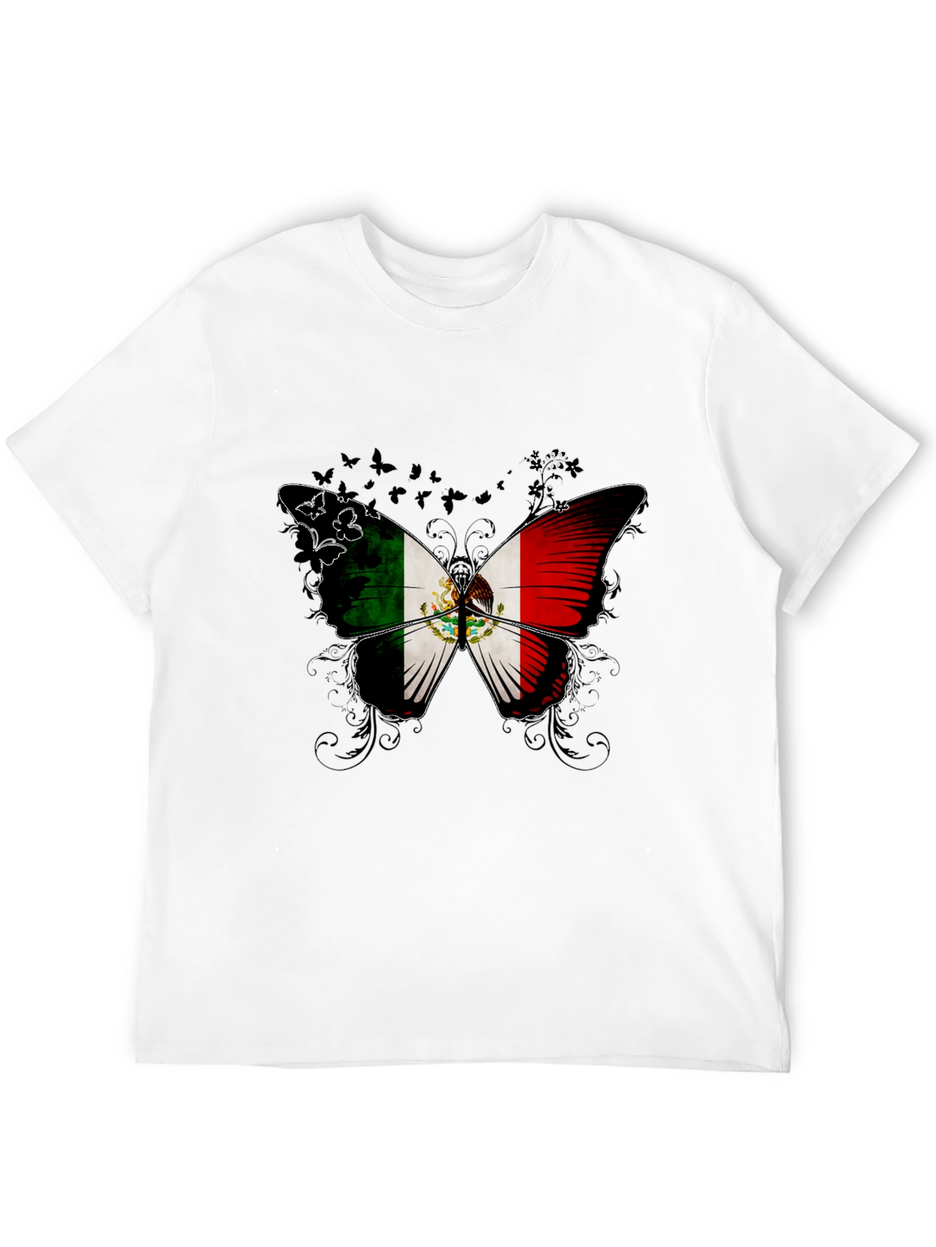 Mexico Flag Butterfly Graphic T-Shirt