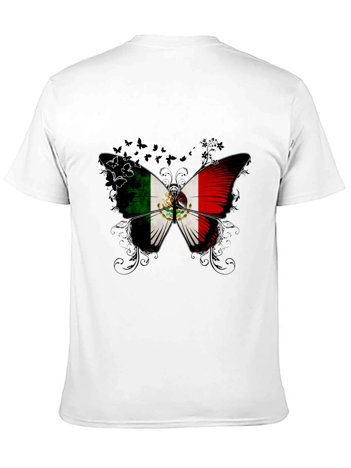 Mexico Flag Butterfly Graphic T-Shirt