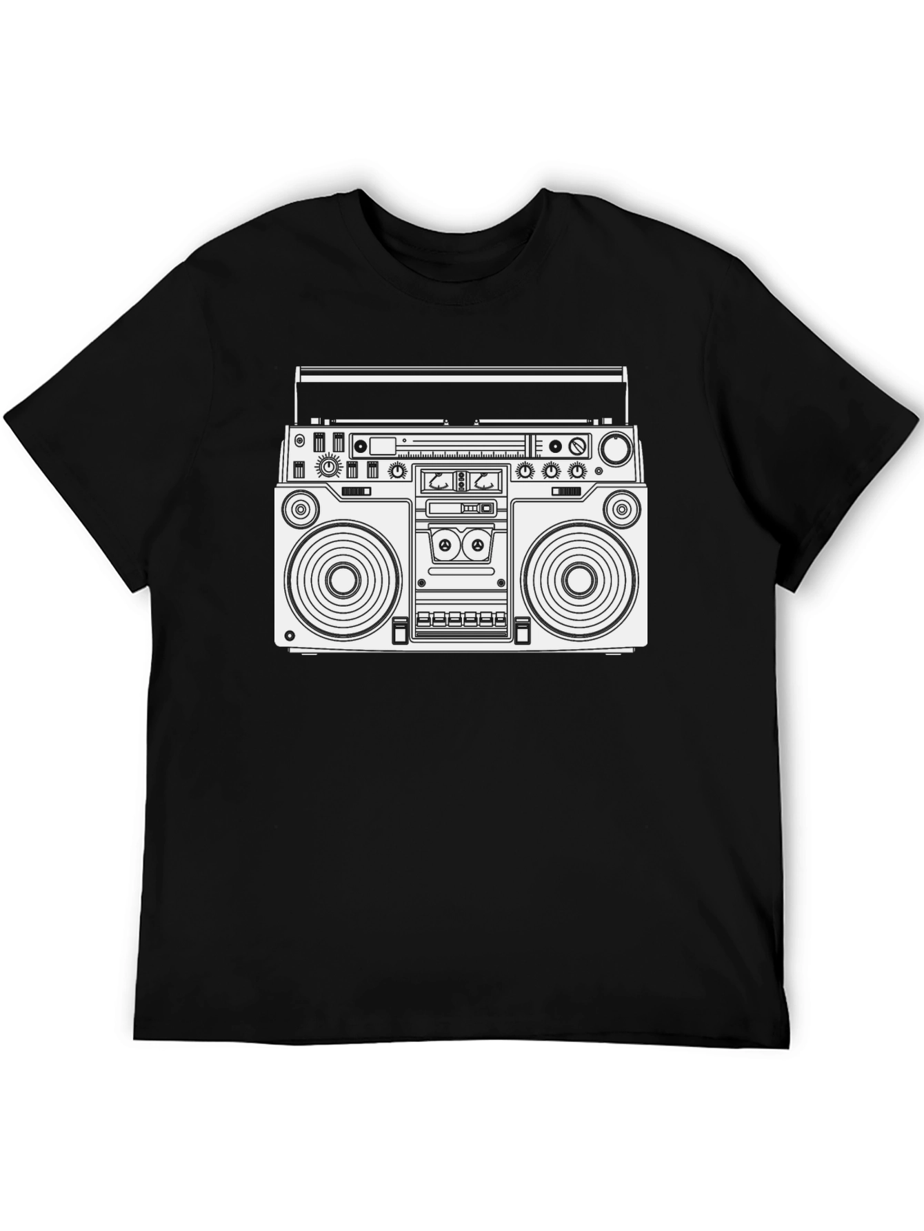 Retro Boombox Graphic T-Shirt - Black