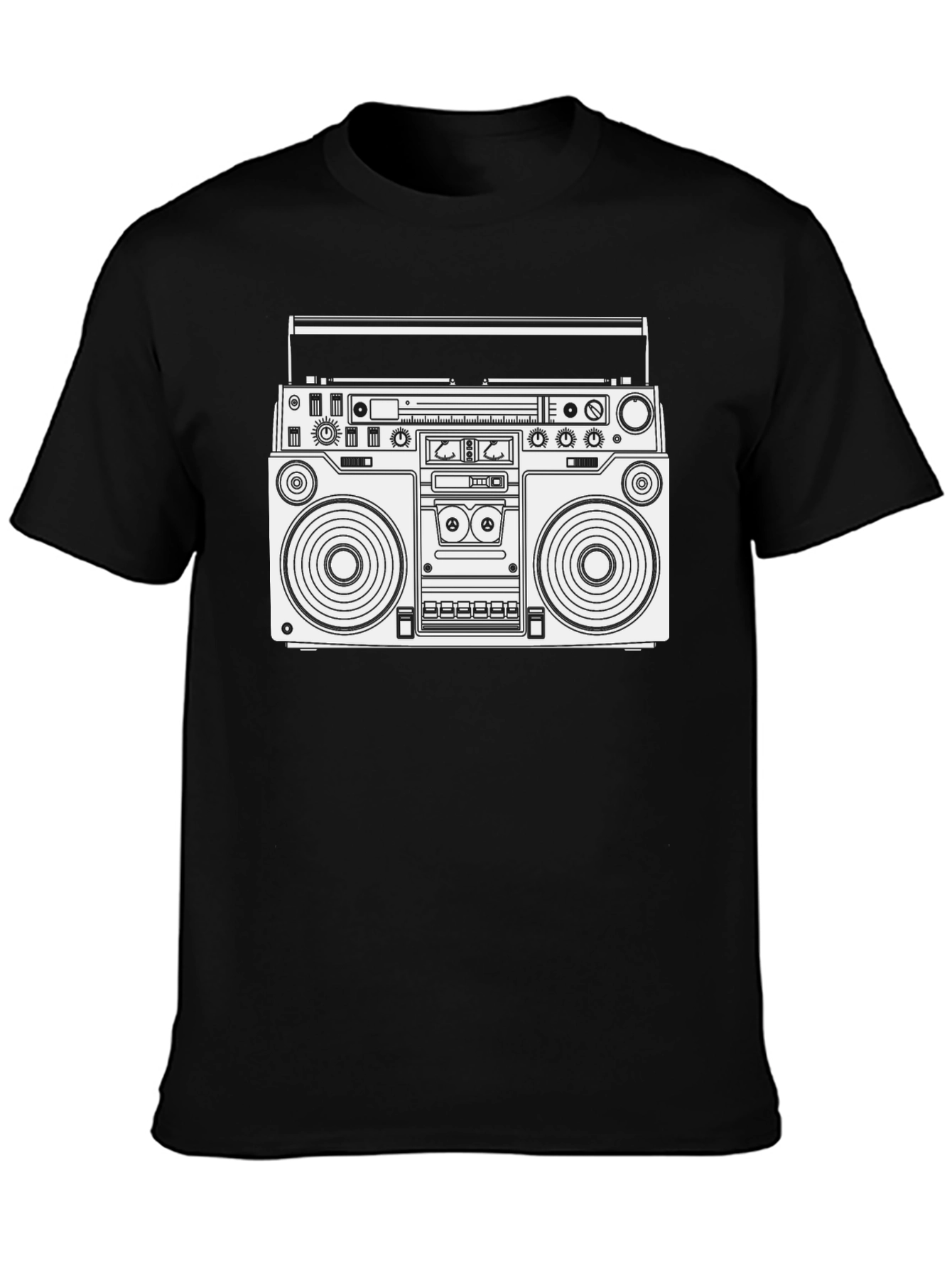 Retro Boombox Graphic T-Shirt - Black