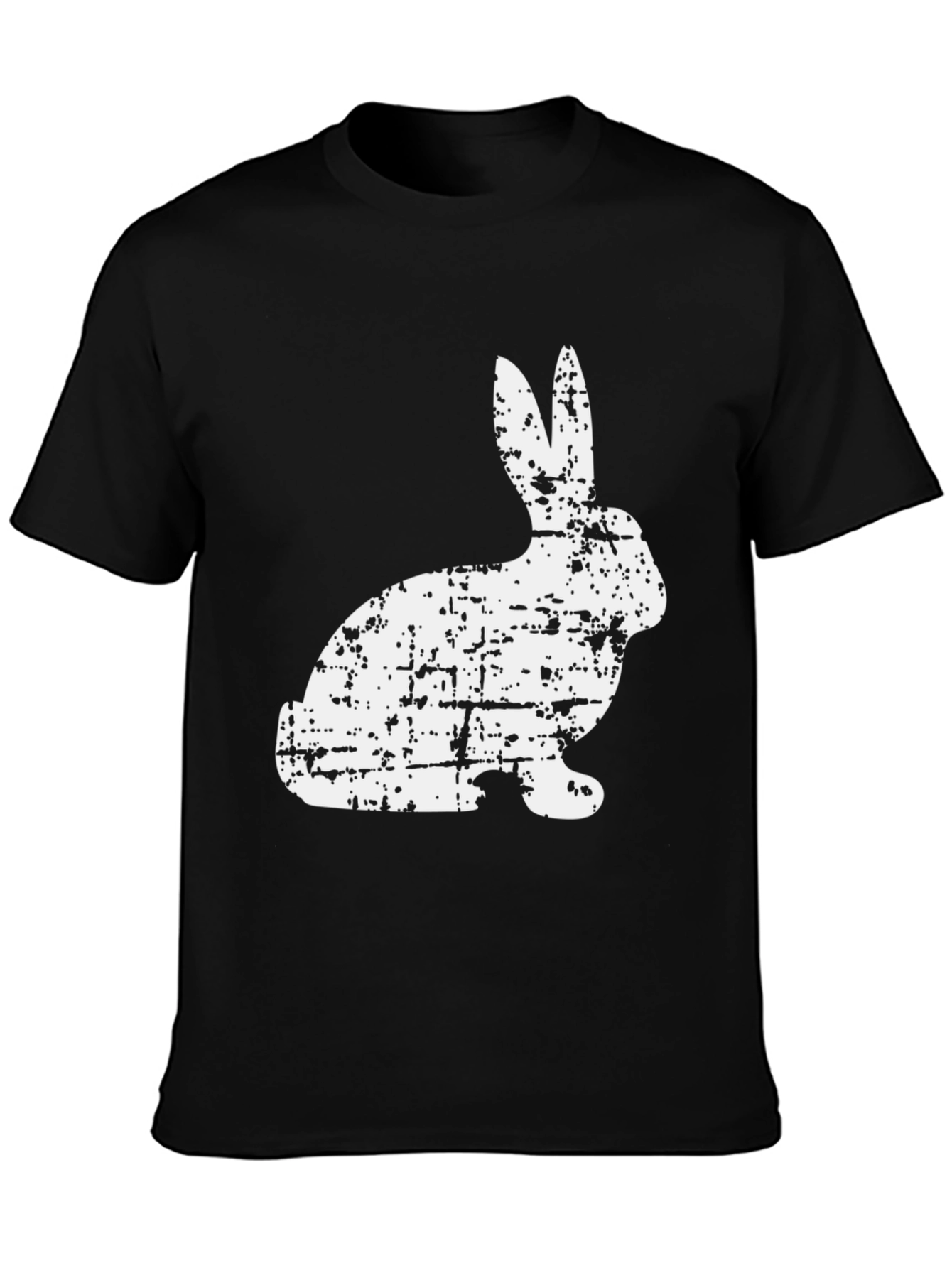 Distressed Bunny Graphic Tee - Black