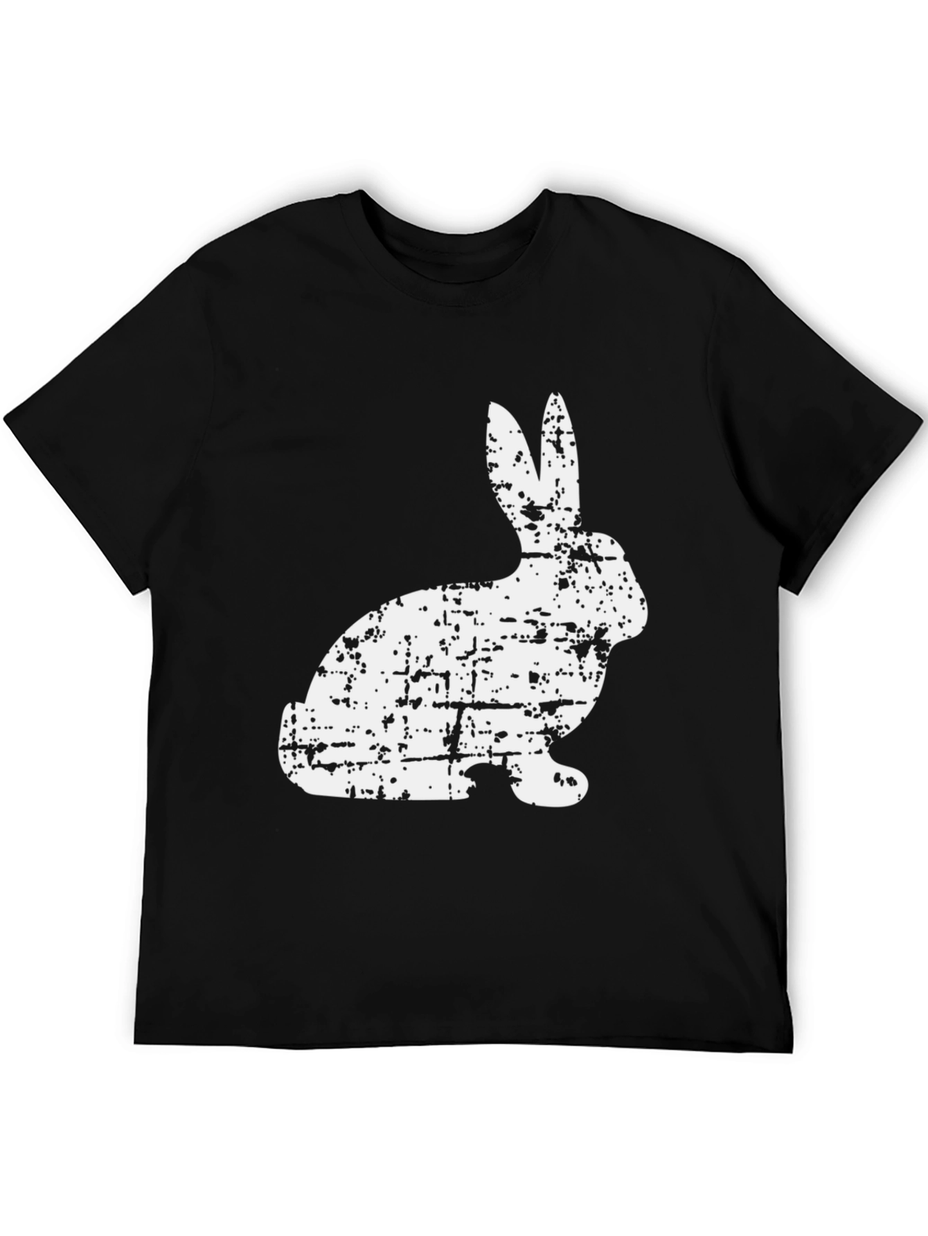Distressed Bunny Graphic Tee - Black
