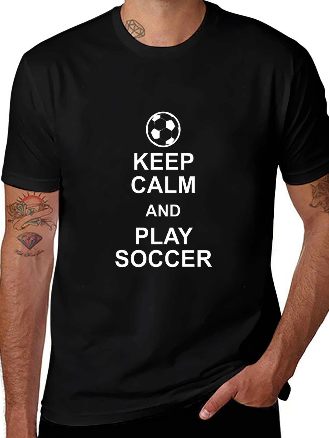 Keep Calm and Play Soccer Graphic T-Shirt