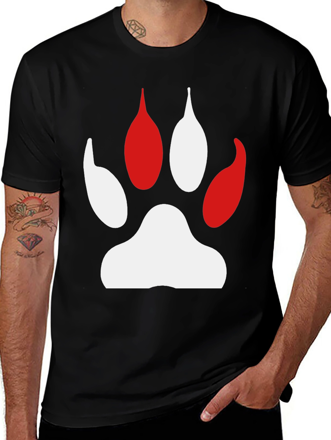 Paw Print Graphic Tee - Black Cotton Comfort