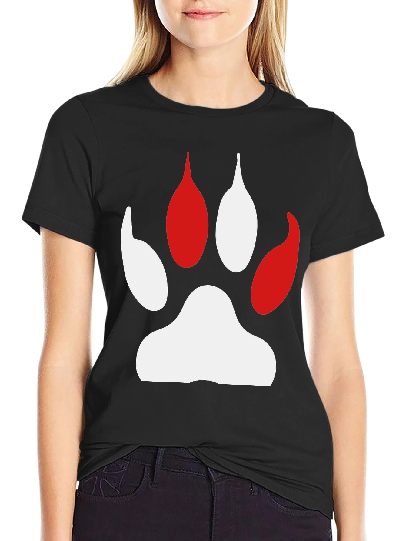 Paw Print Graphic Tee - Black Cotton Comfort
