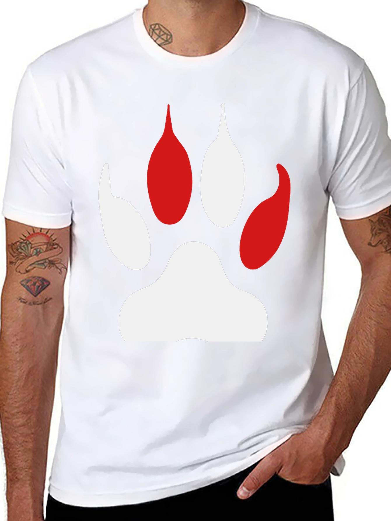 Paw Print Graphic Tee - Black Cotton Comfort