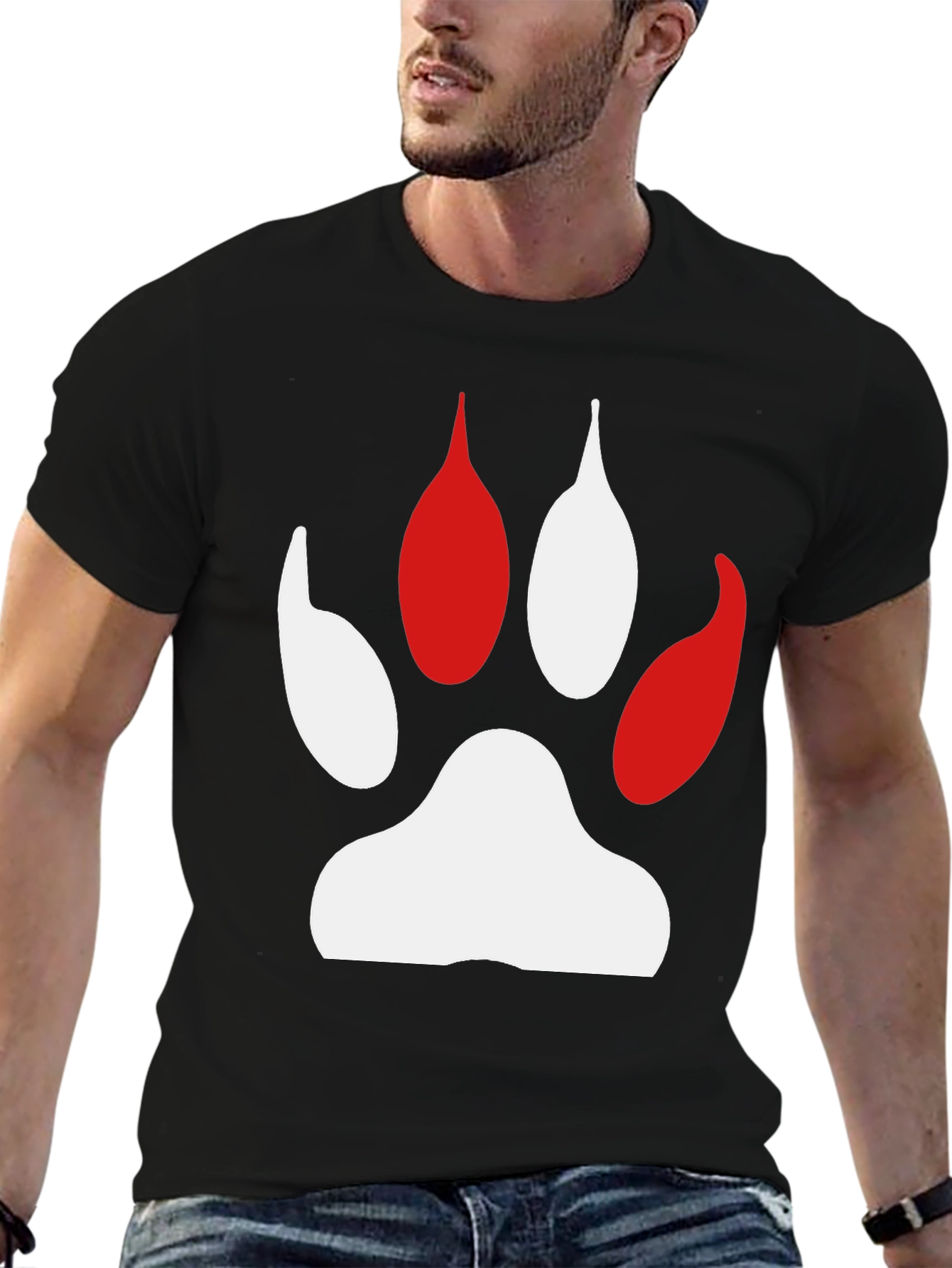 Paw Print Graphic Tee - Black Cotton Comfort