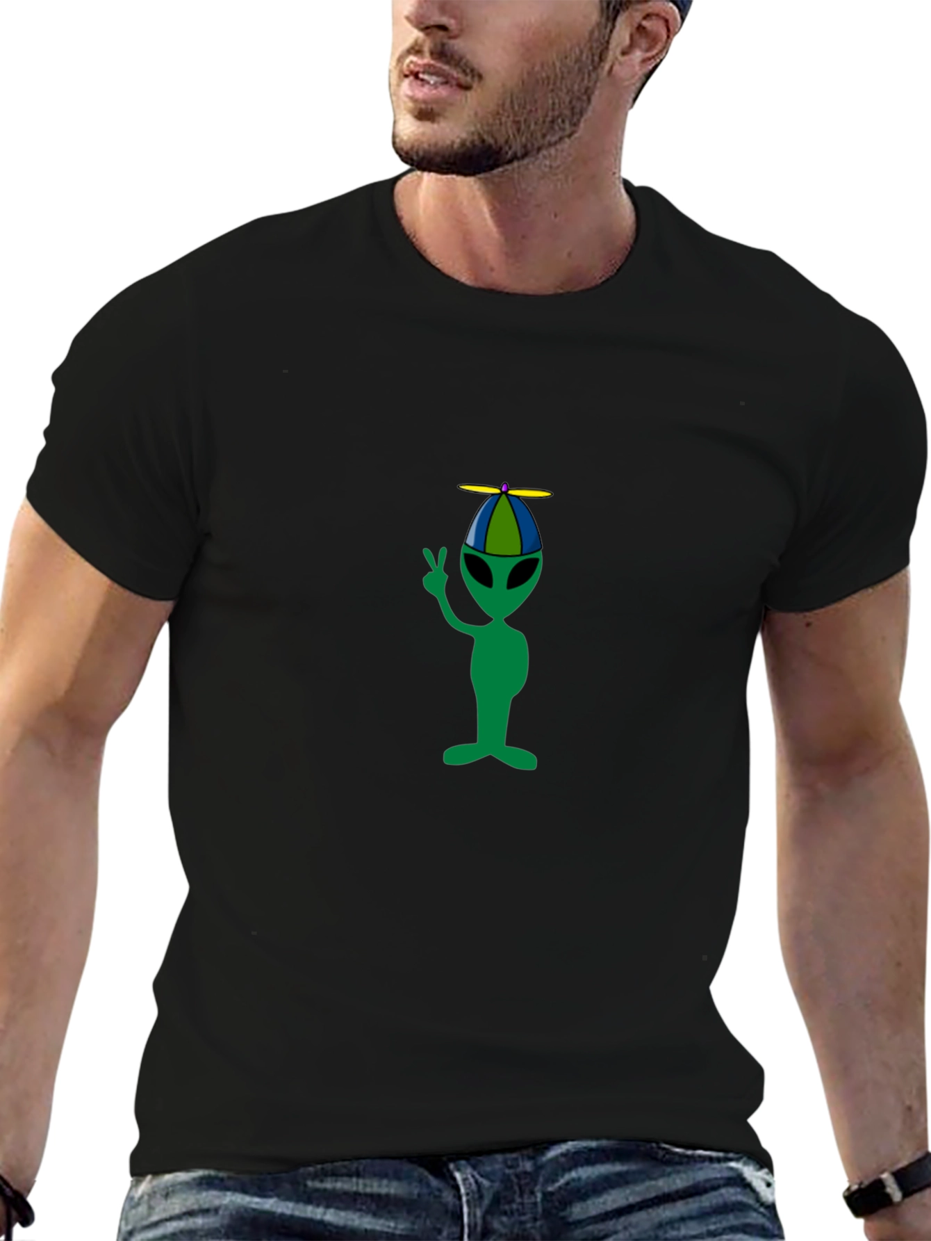 Alien Propeller Hat T-Shirt - Black