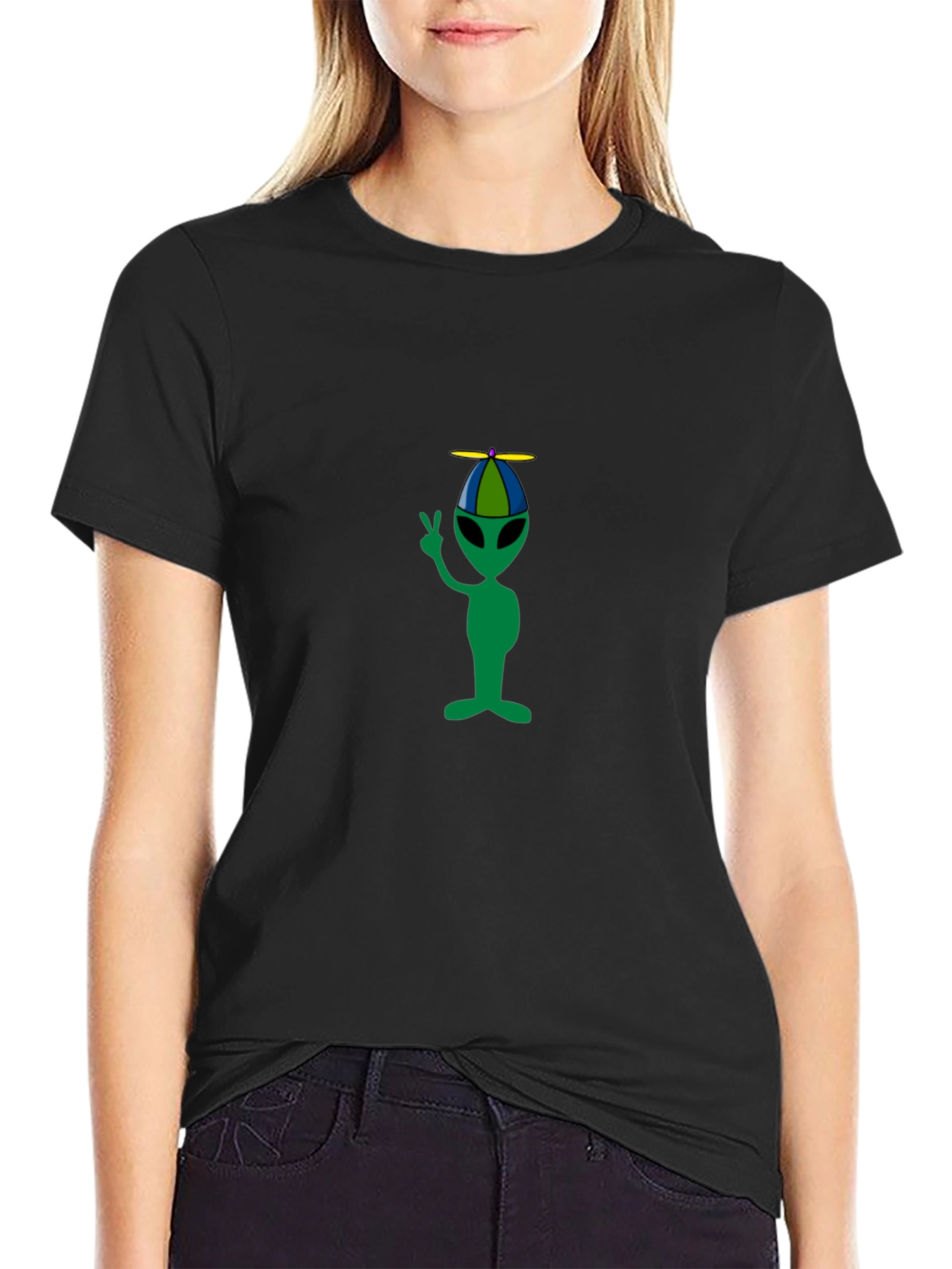 Alien Propeller Hat T-Shirt - Black