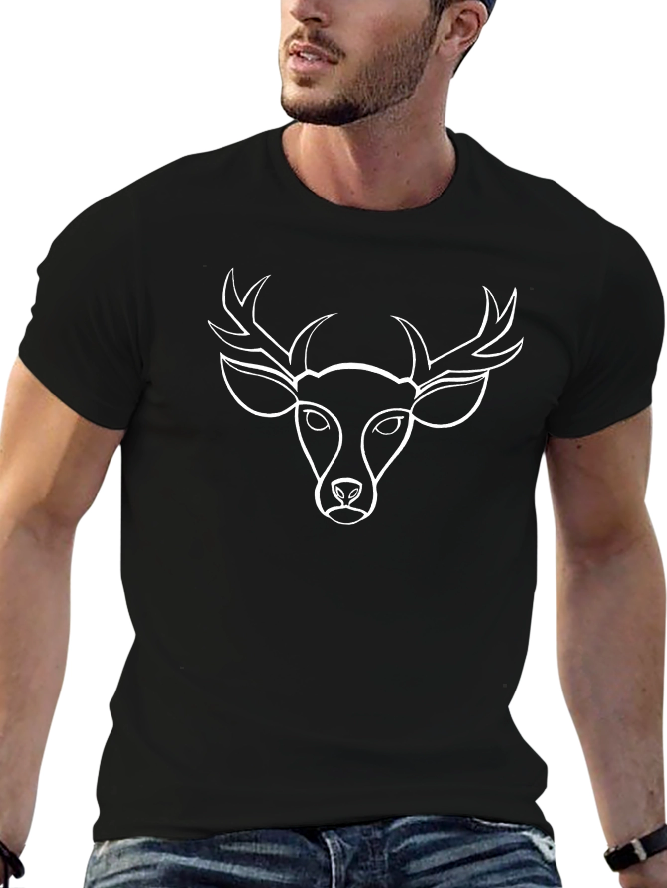 Deer Outline Black T-Shirt