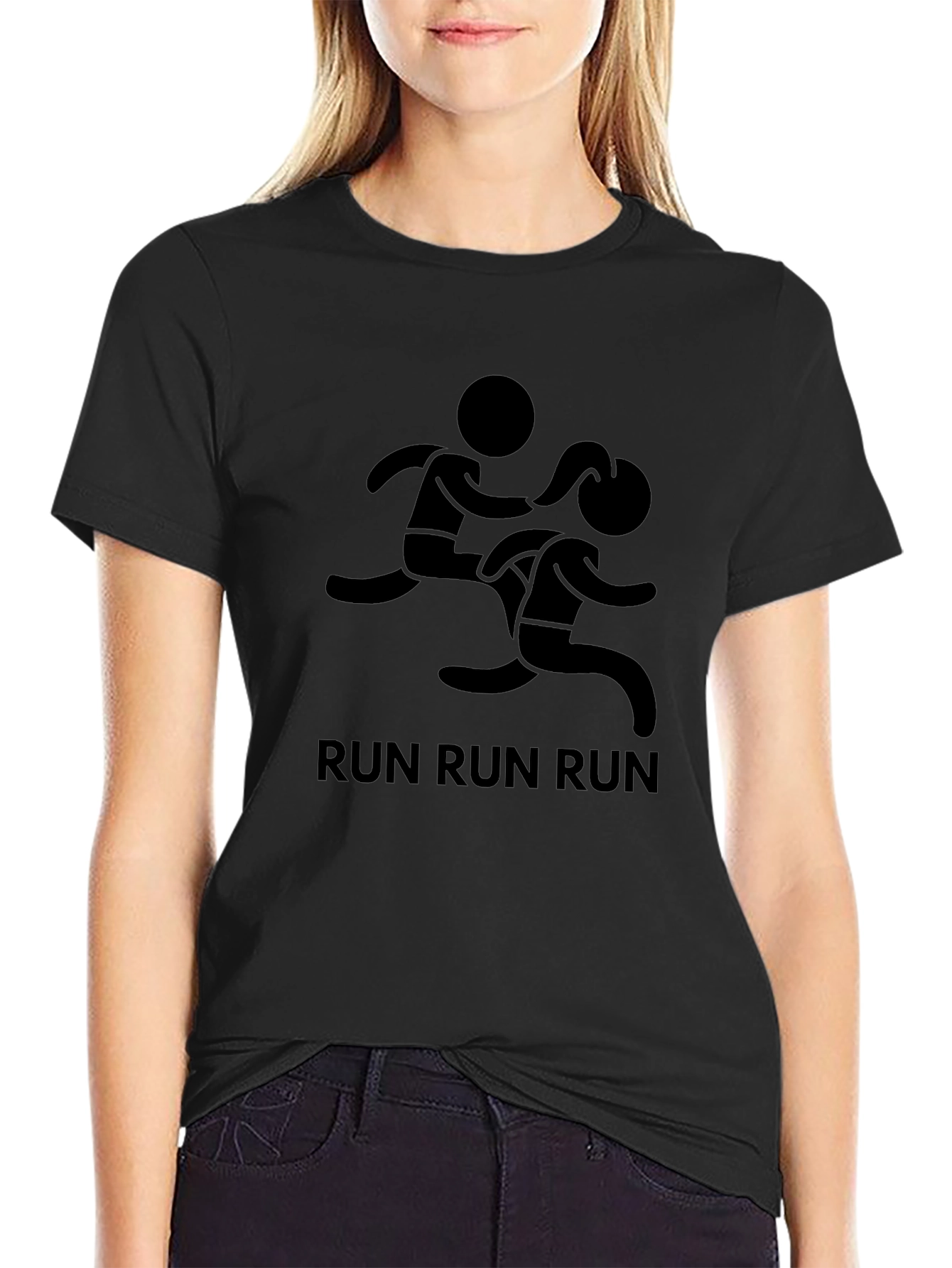 Run Graphic T-Shirt - Black Cotton Tee