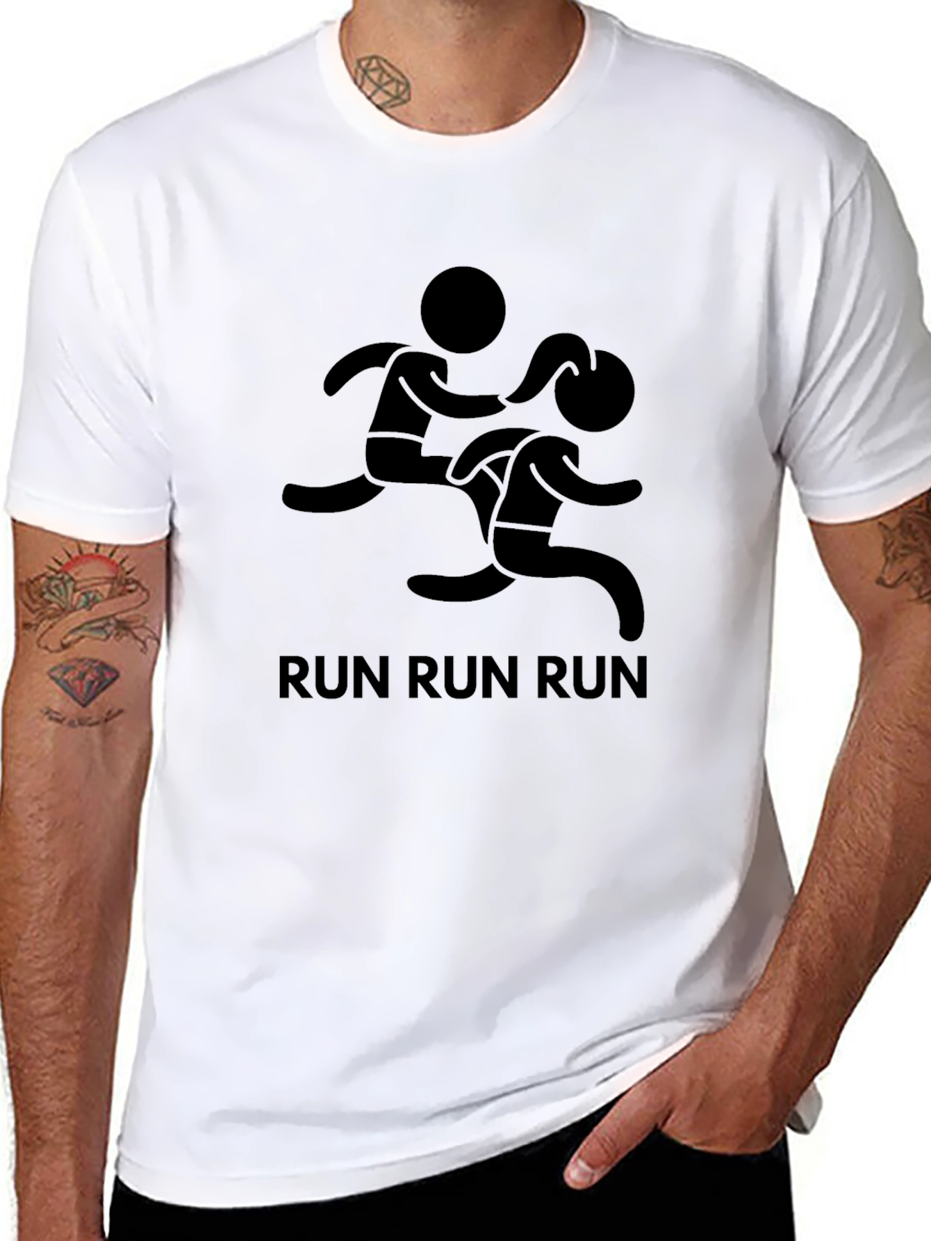 Run Graphic T-Shirt - Black Cotton Tee