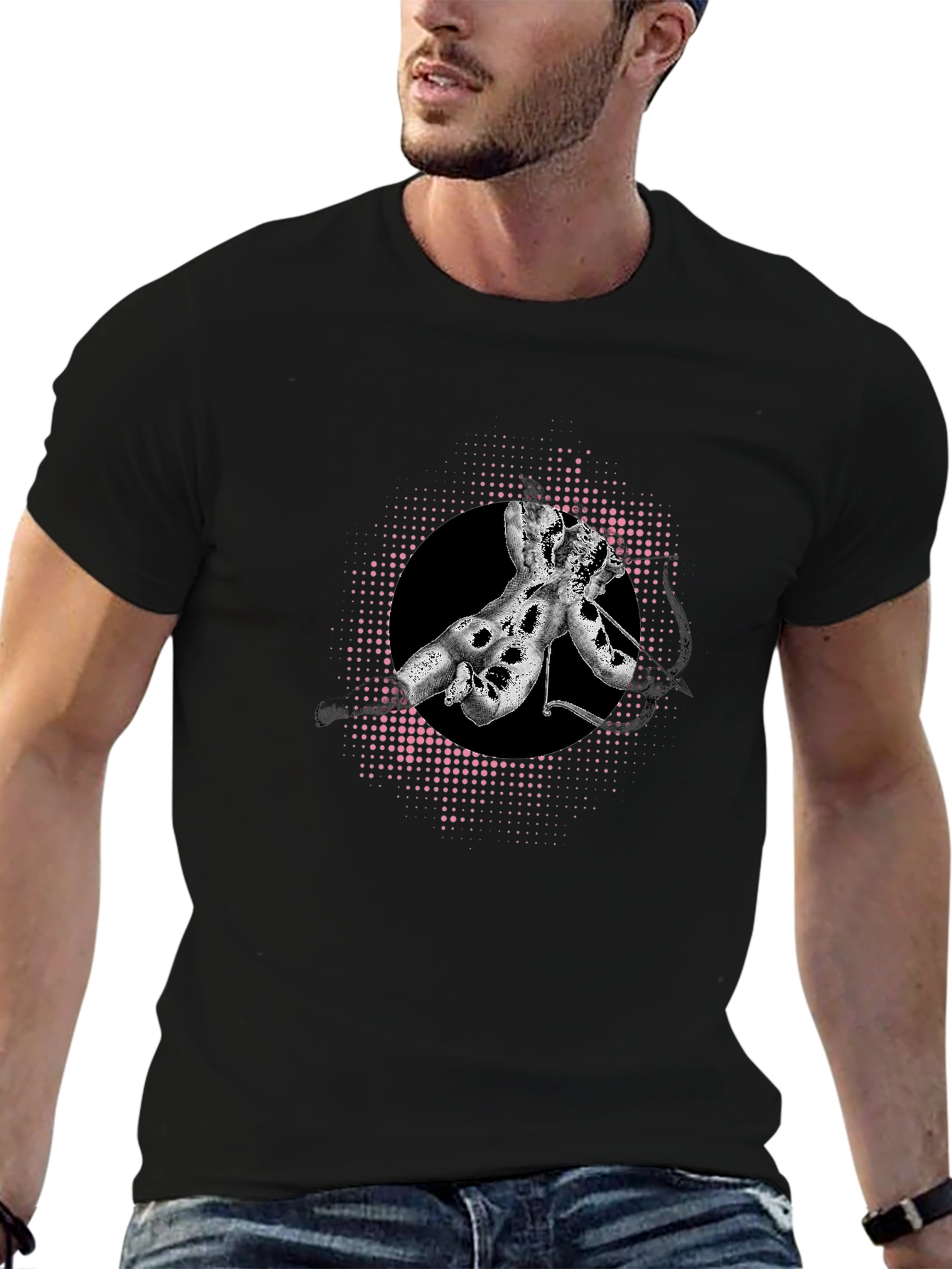 Abstract Graphic Tee - Stylish Mens Black T-Shirt