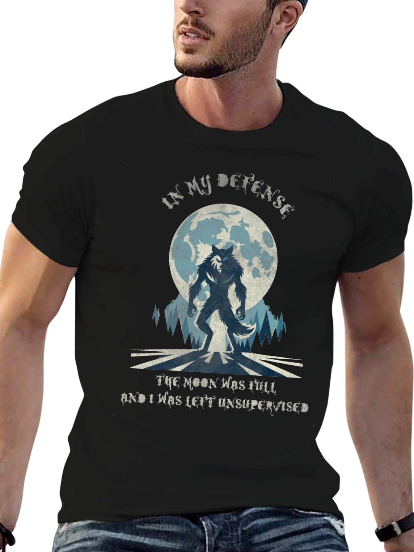 Werewolf Moon T-Shirt - In My Defense Funny Tee