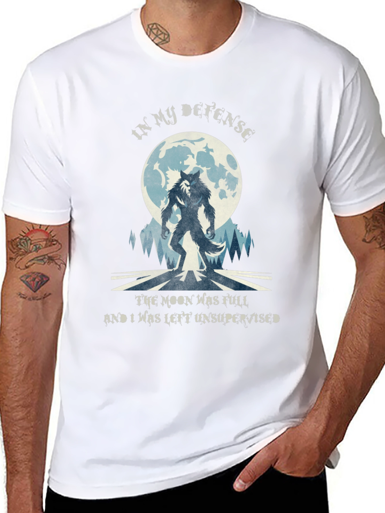 Werewolf Moon T-Shirt - In My Defense Funny Tee
