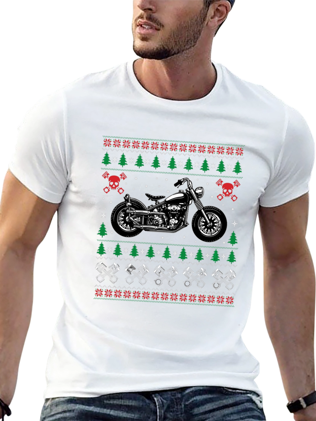 Motorcycle Ugly Christmas Sweater T-Shirt