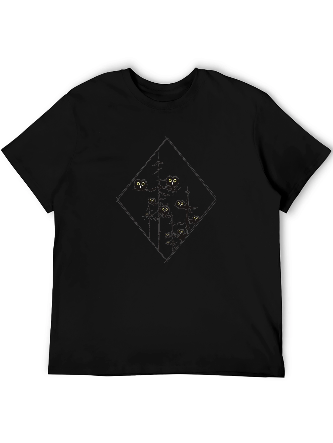 Mens Black Cat Eyes T-Shirt - Soft & Stylish