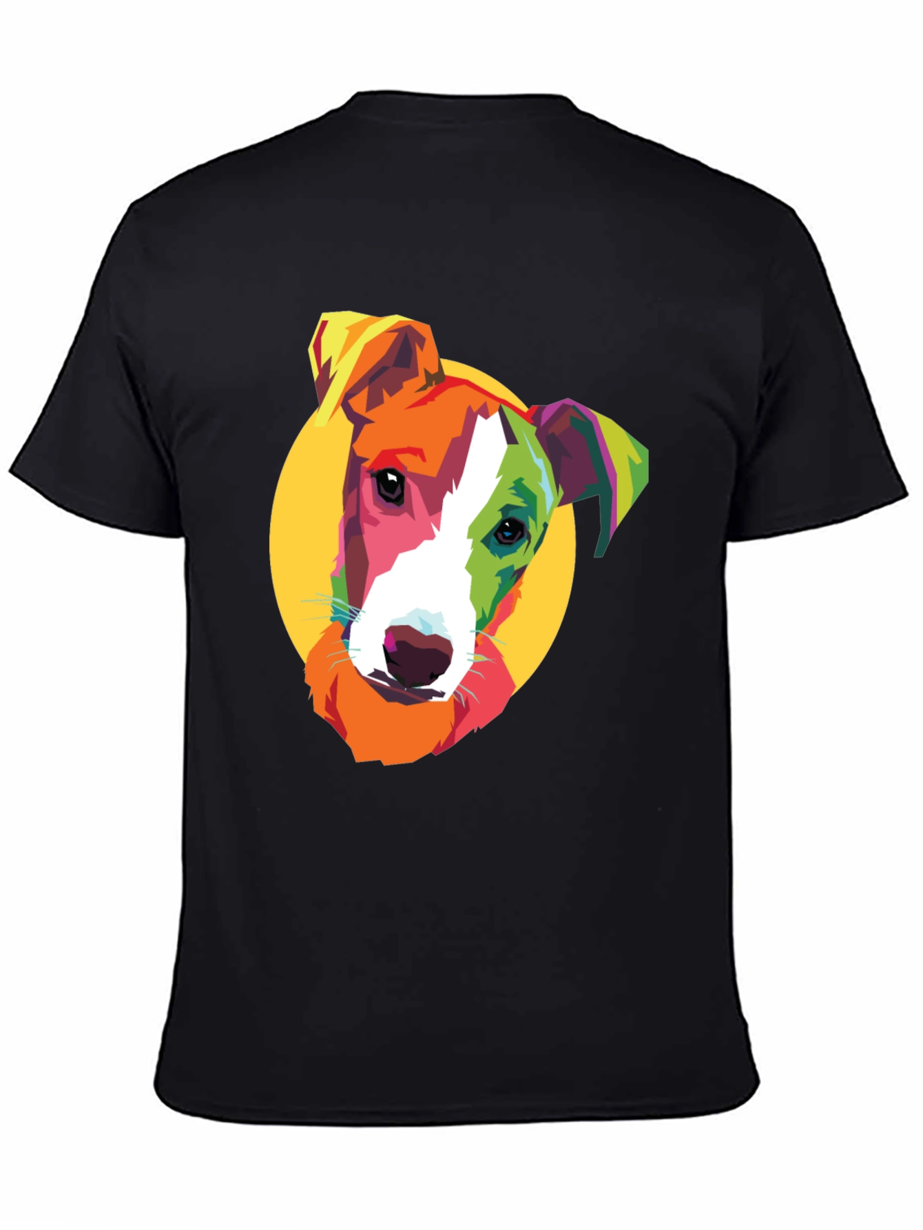 Pop Art Dog Graphic Tee - Black Cotton T-Shirt