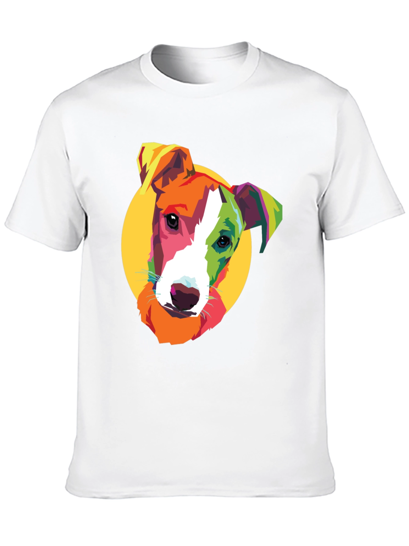 Pop Art Dog Graphic Tee - Black Cotton T-Shirt