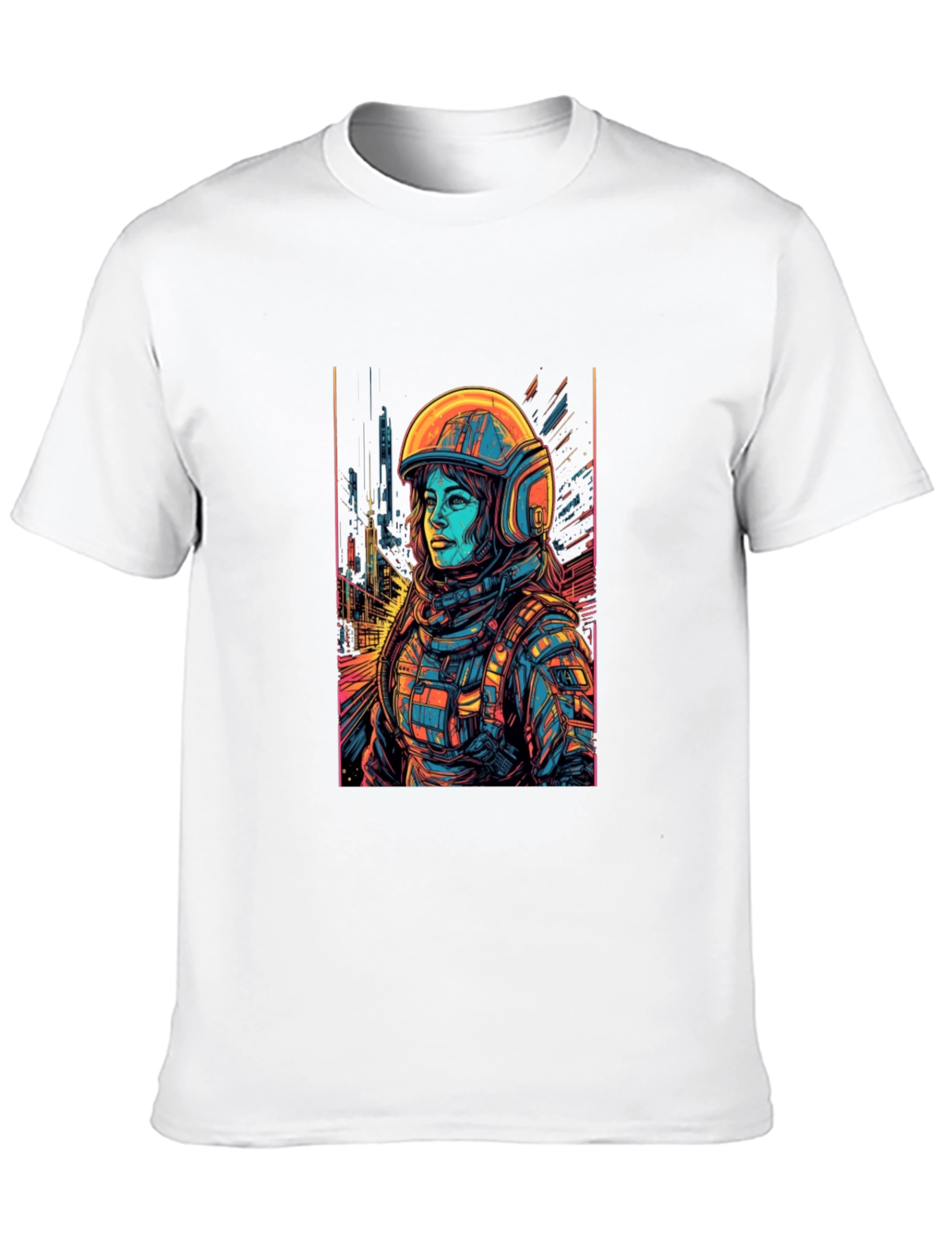 Sci-Fi Astronaut Graphic Tee - Black Cotton Comfort
