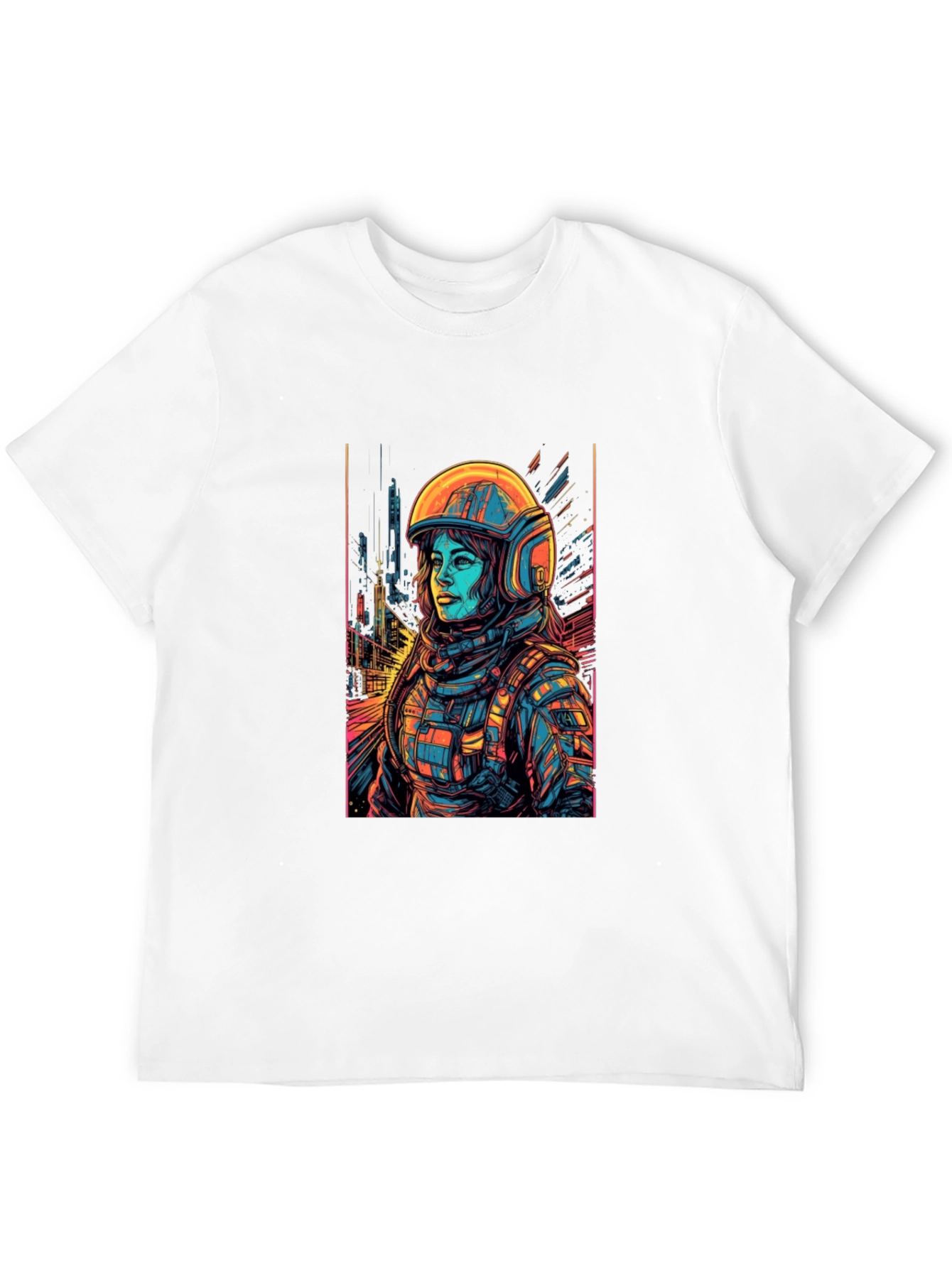 Sci-Fi Astronaut Graphic Tee - Black Cotton Comfort