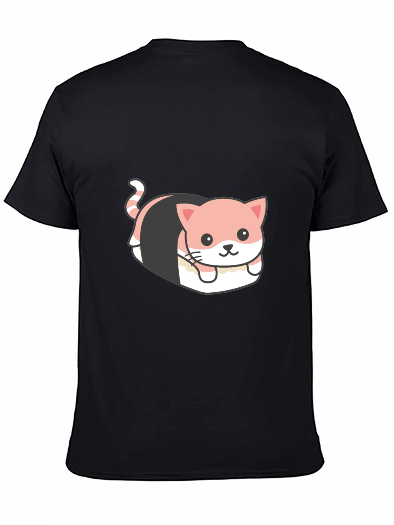 Sushi Cat Graphic Tee - Quirky Black T-Shirt