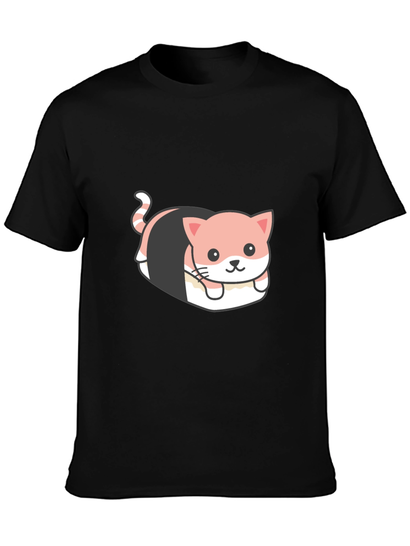 Sushi Cat Graphic Tee - Quirky Black T-Shirt