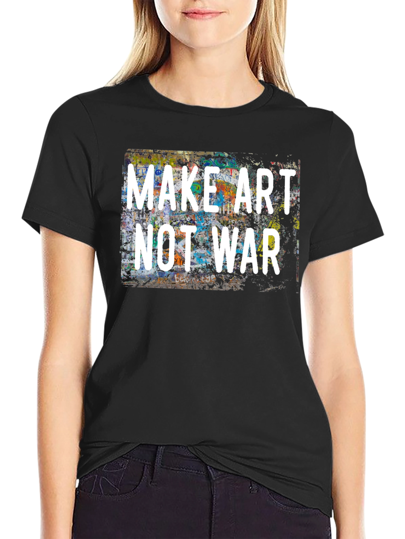 Make Art Not War Graphic Tee - Black