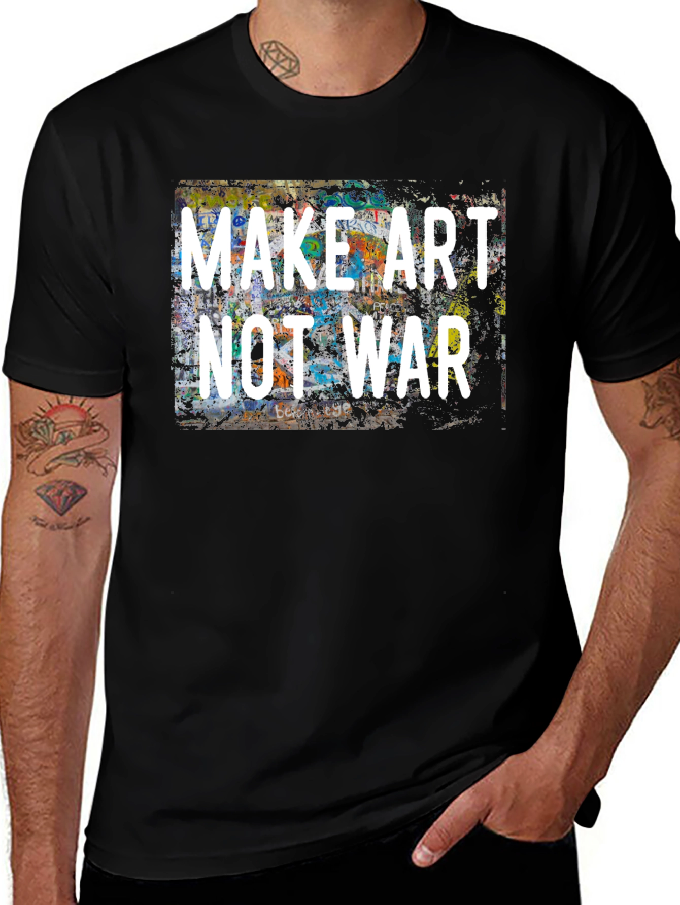 Make Art Not War Graphic Tee - Black