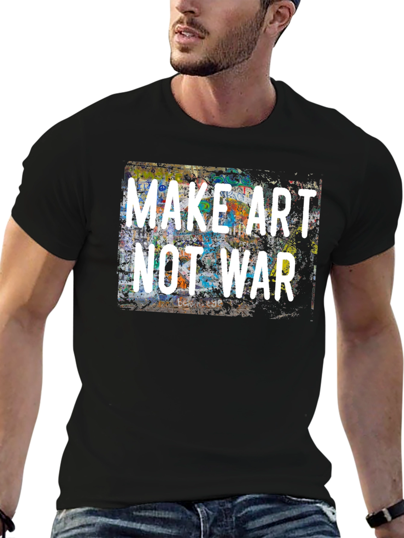 Make Art Not War Graphic Tee - Black