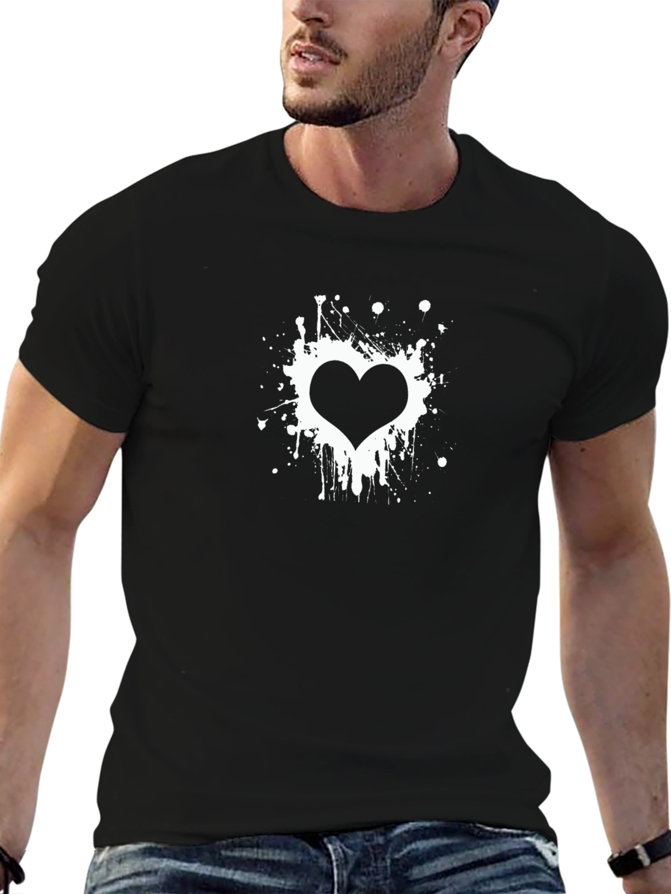 Heart Splatter Black T-Shirt
