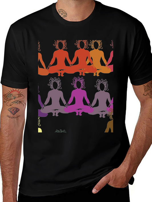 Meditative T-Shirt: Colorful Yoga Silhouette Design