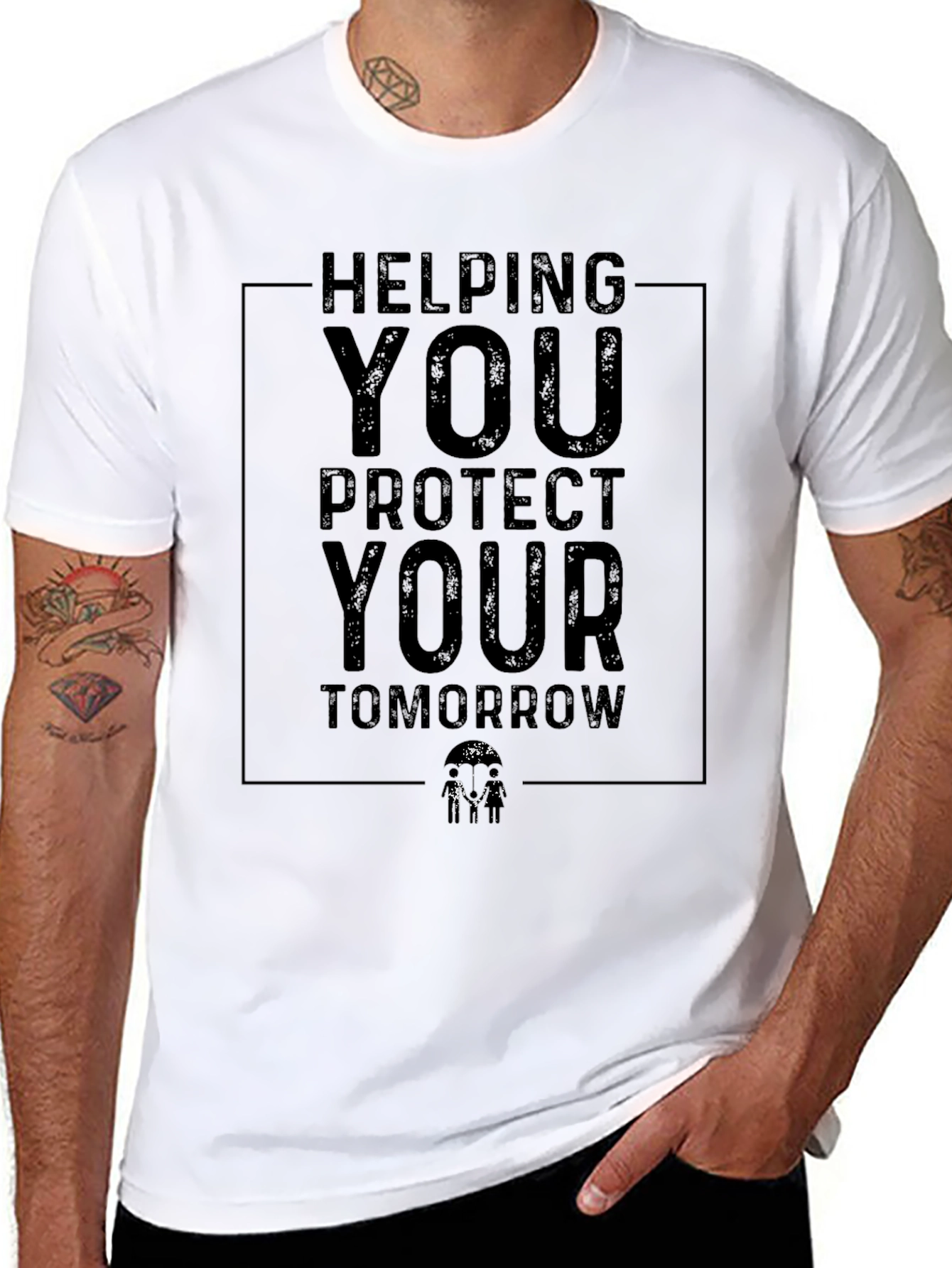 Helping You Protect Your Tomorrow Black Graphic T-Shirt