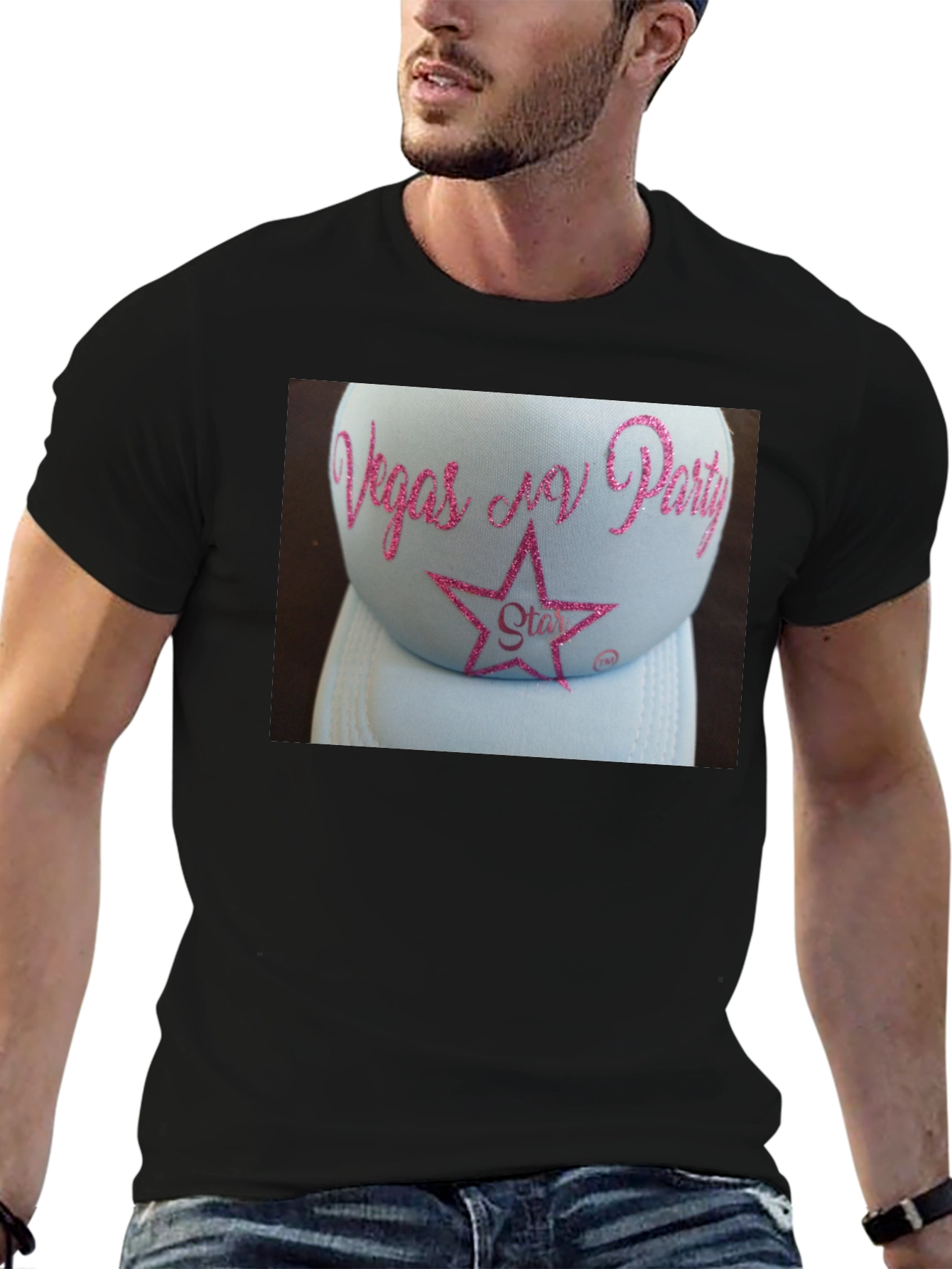 Vegas N Party Glitter Star Hat T-Shirt