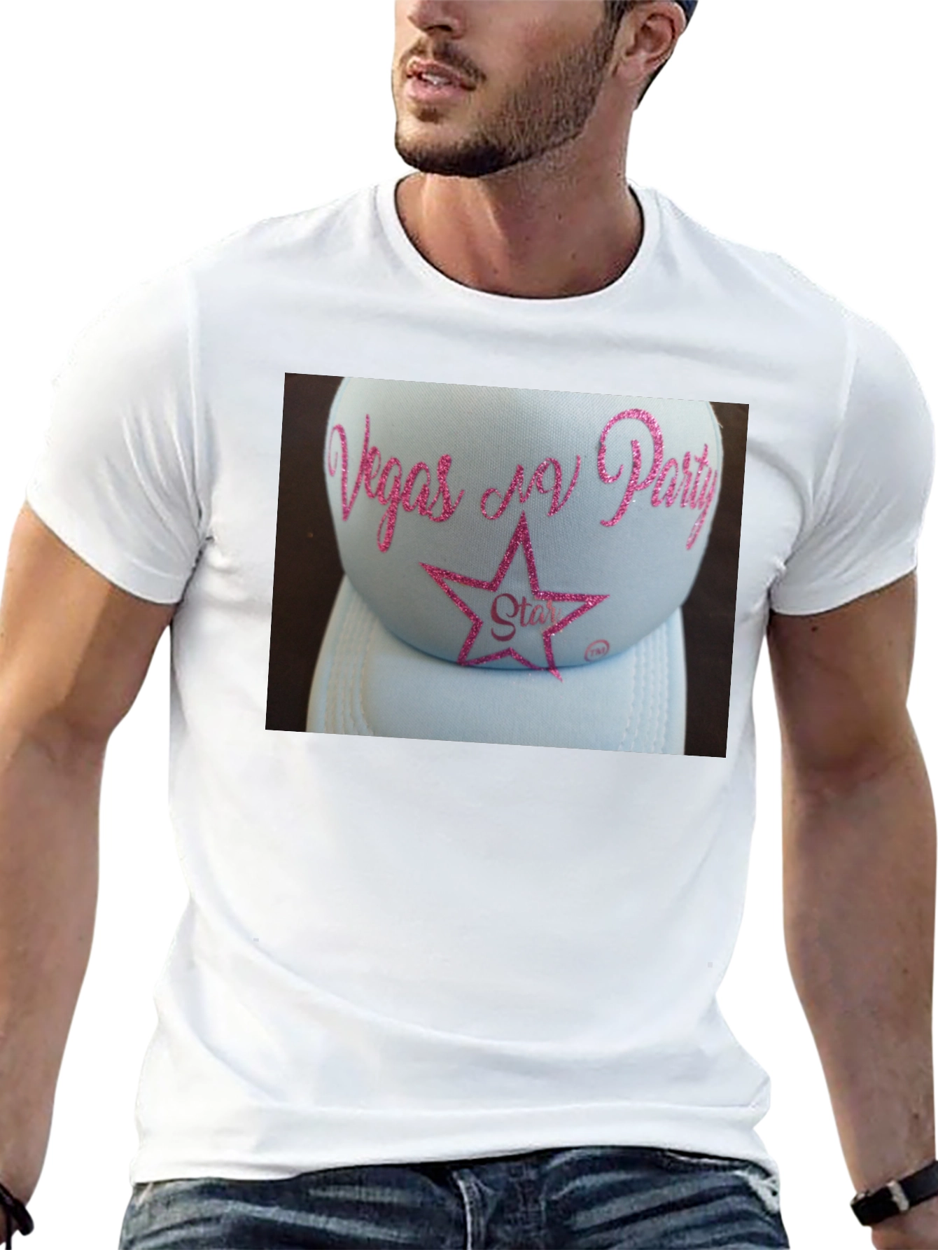 Vegas N Party Glitter Star Hat T-Shirt