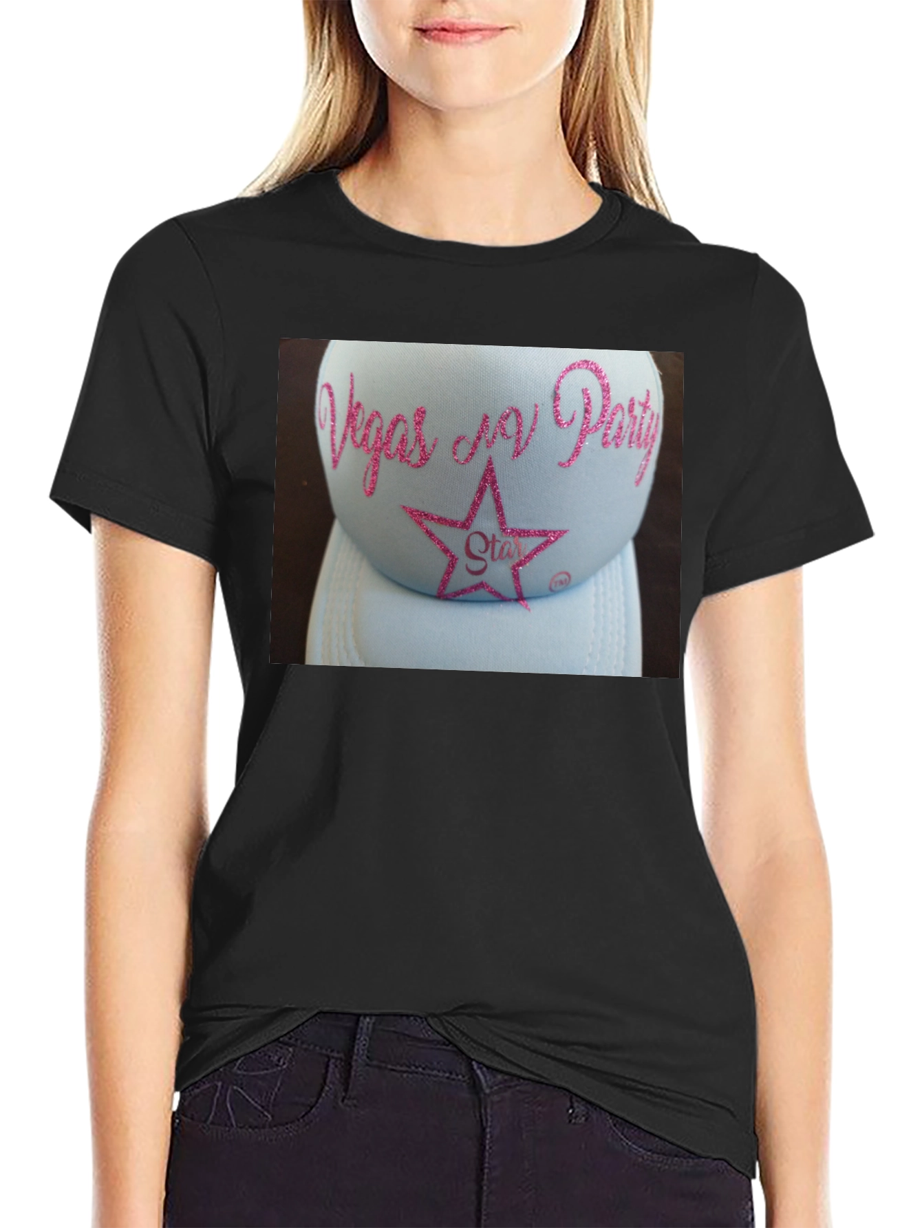 Vegas N Party Glitter Star Hat T-Shirt