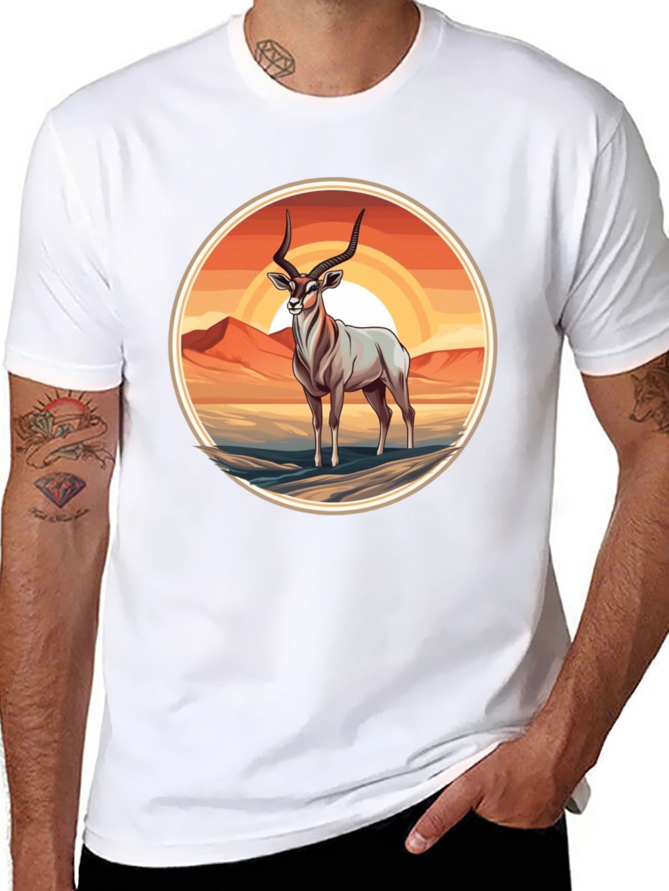 Antelope Graphic Tee - Desert Sunset Design
