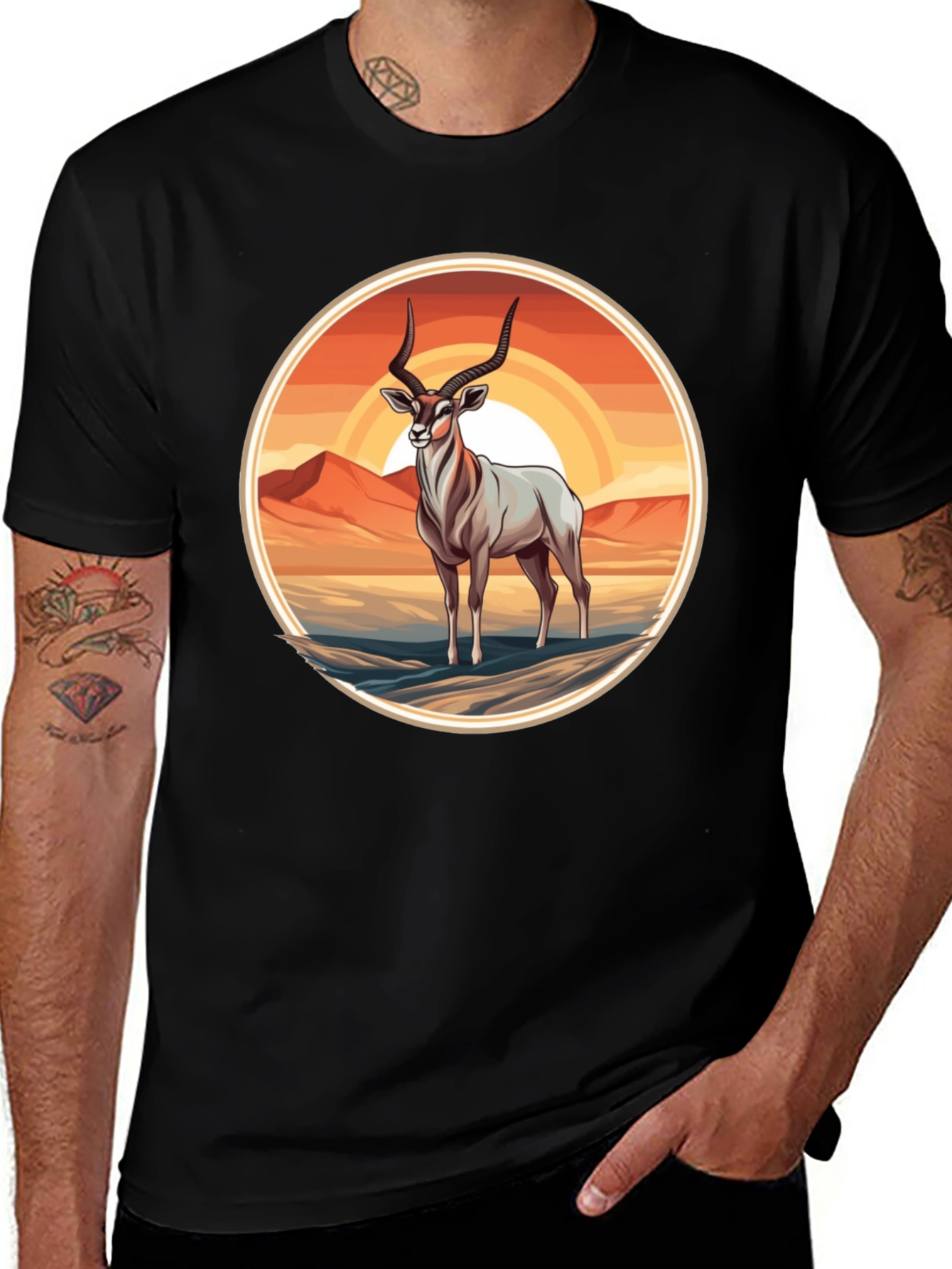 Antelope Graphic Tee - Desert Sunset Design