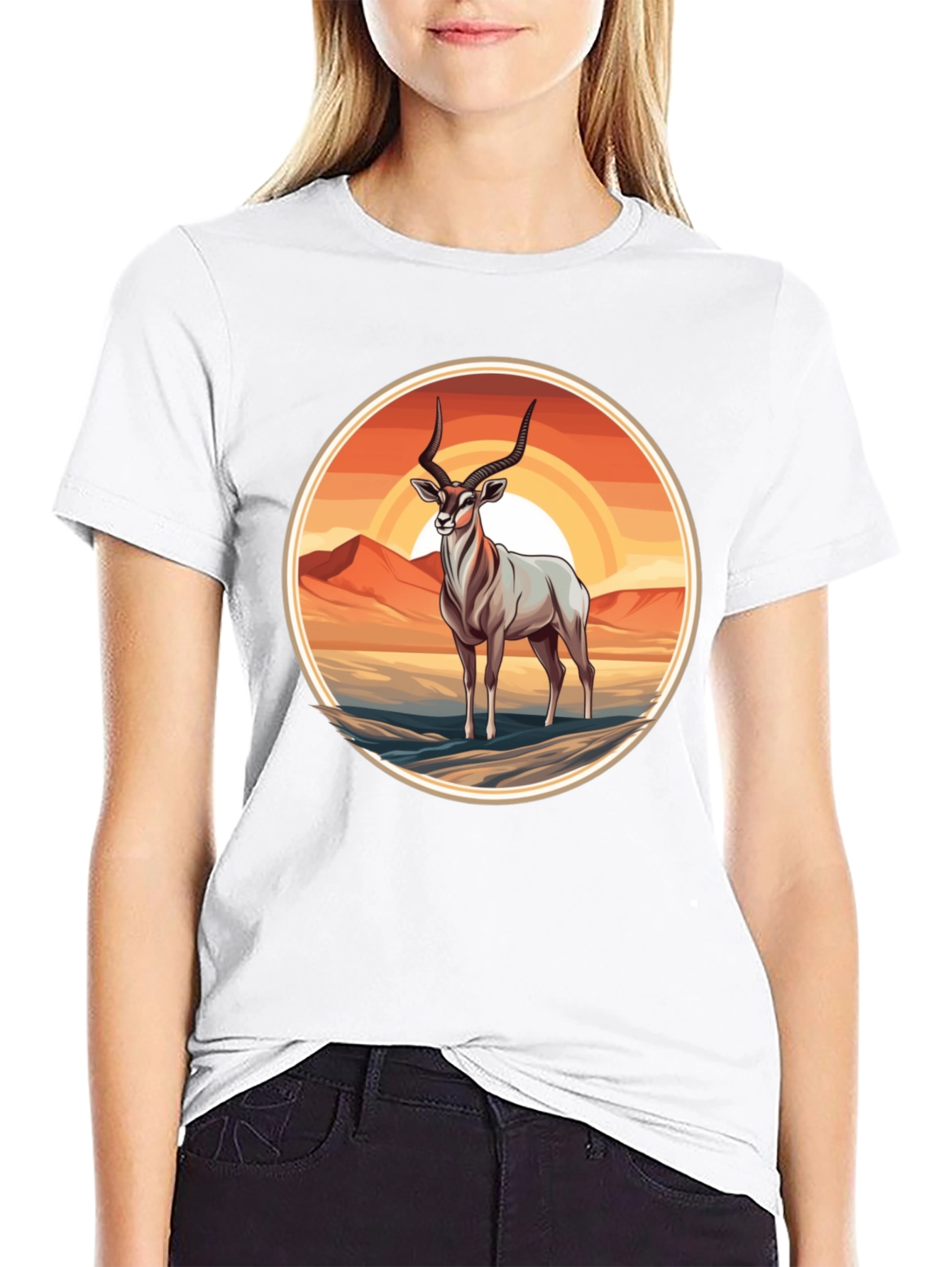 Antelope Graphic Tee - Desert Sunset Design