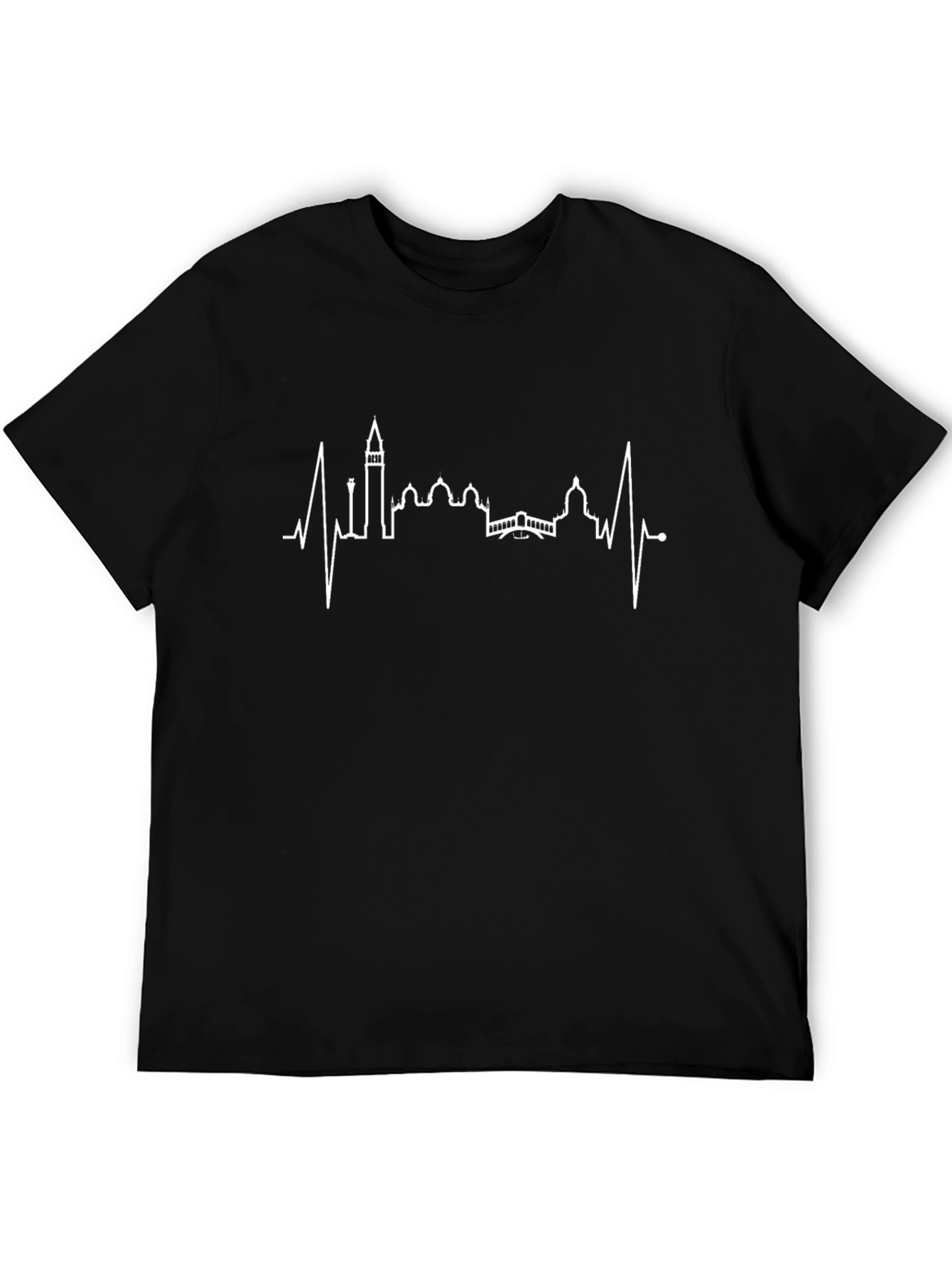 Venice Skyline Heartbeat T-Shirt - Black