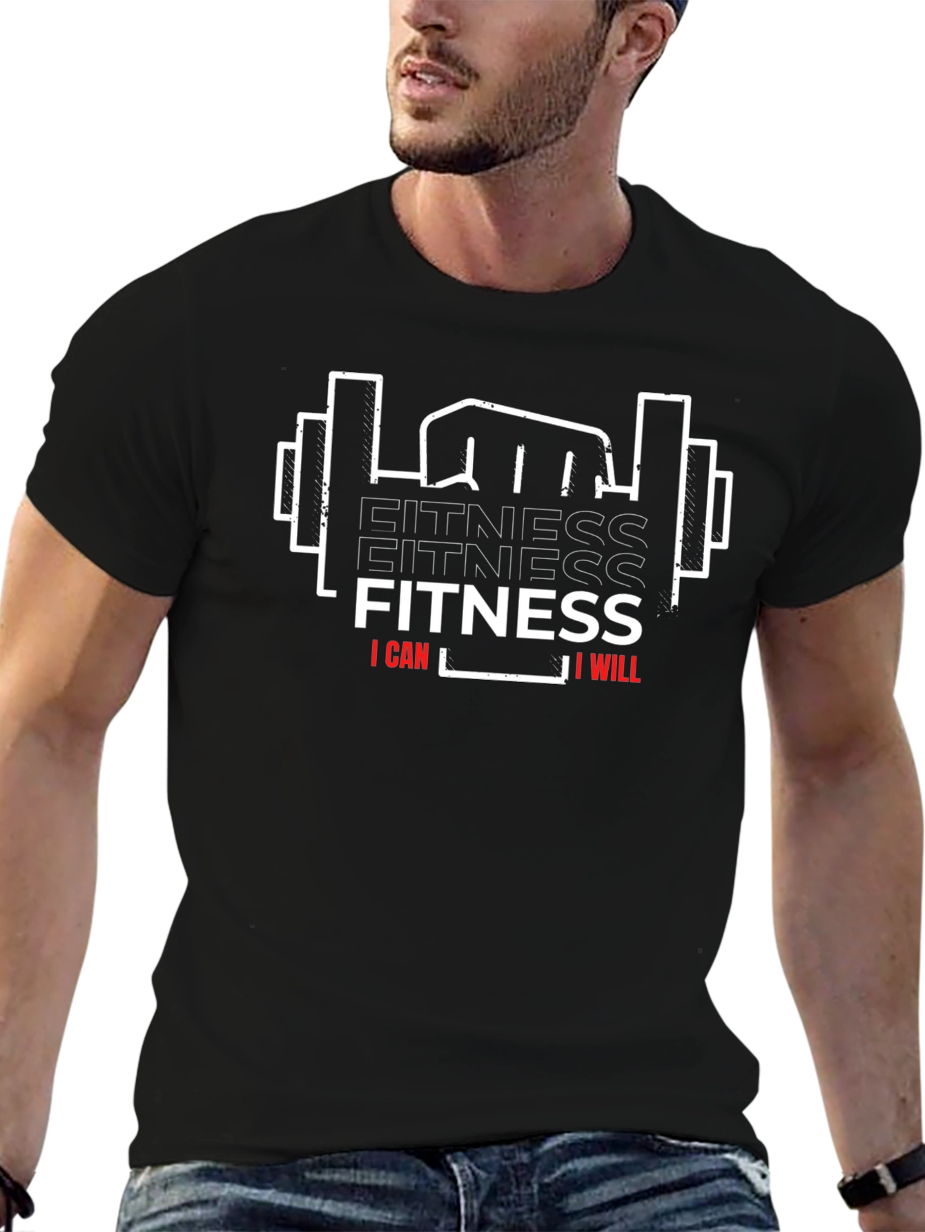 Fitness I Can I Will Black T-Shirt