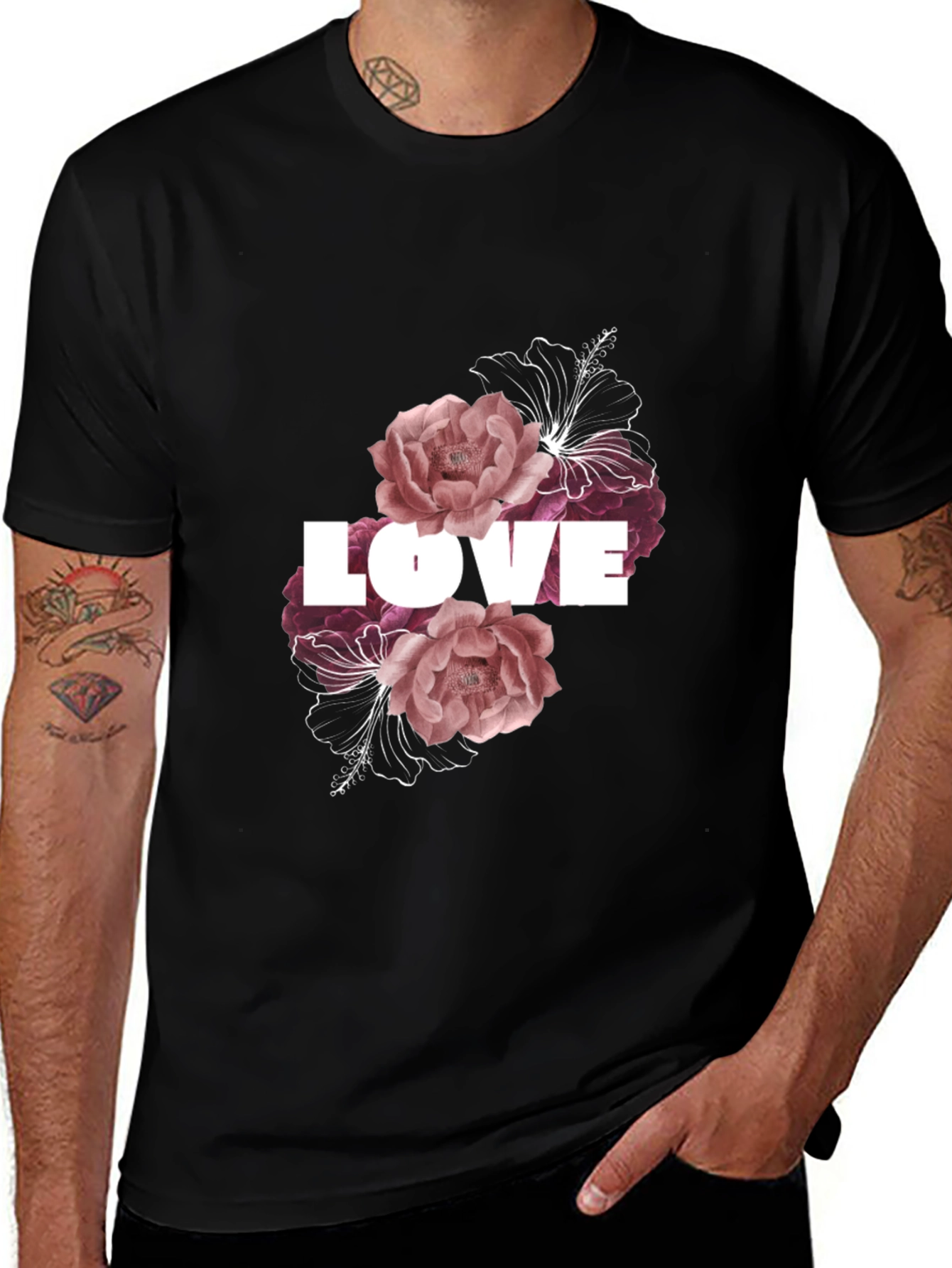 Floral Love T-Shirt - Black