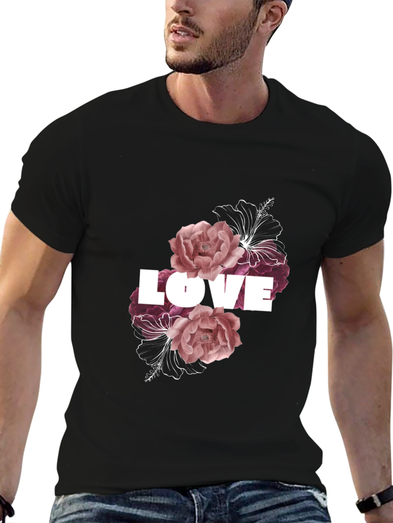 Floral Love T-Shirt - Black