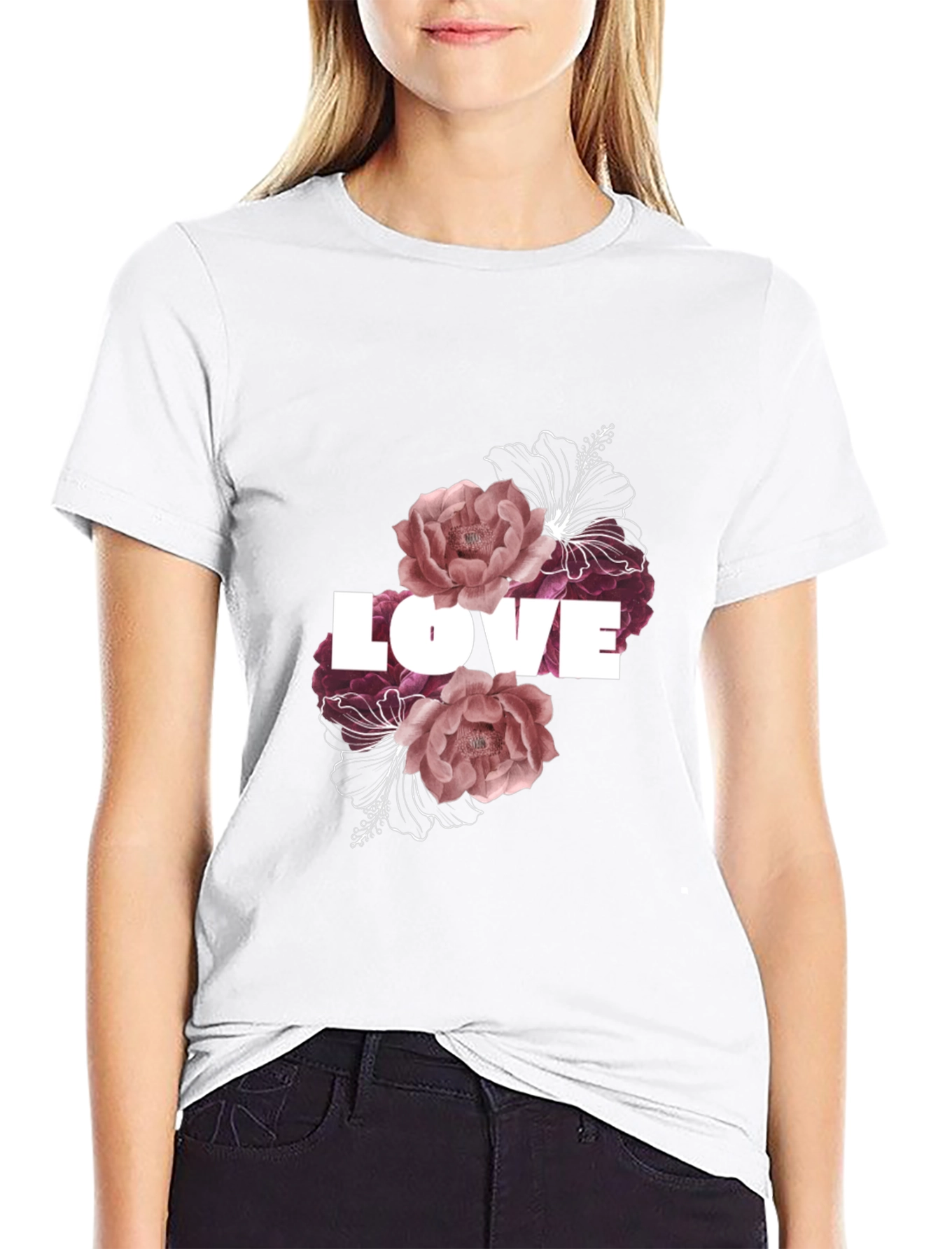 Floral Love T-Shirt - Black
