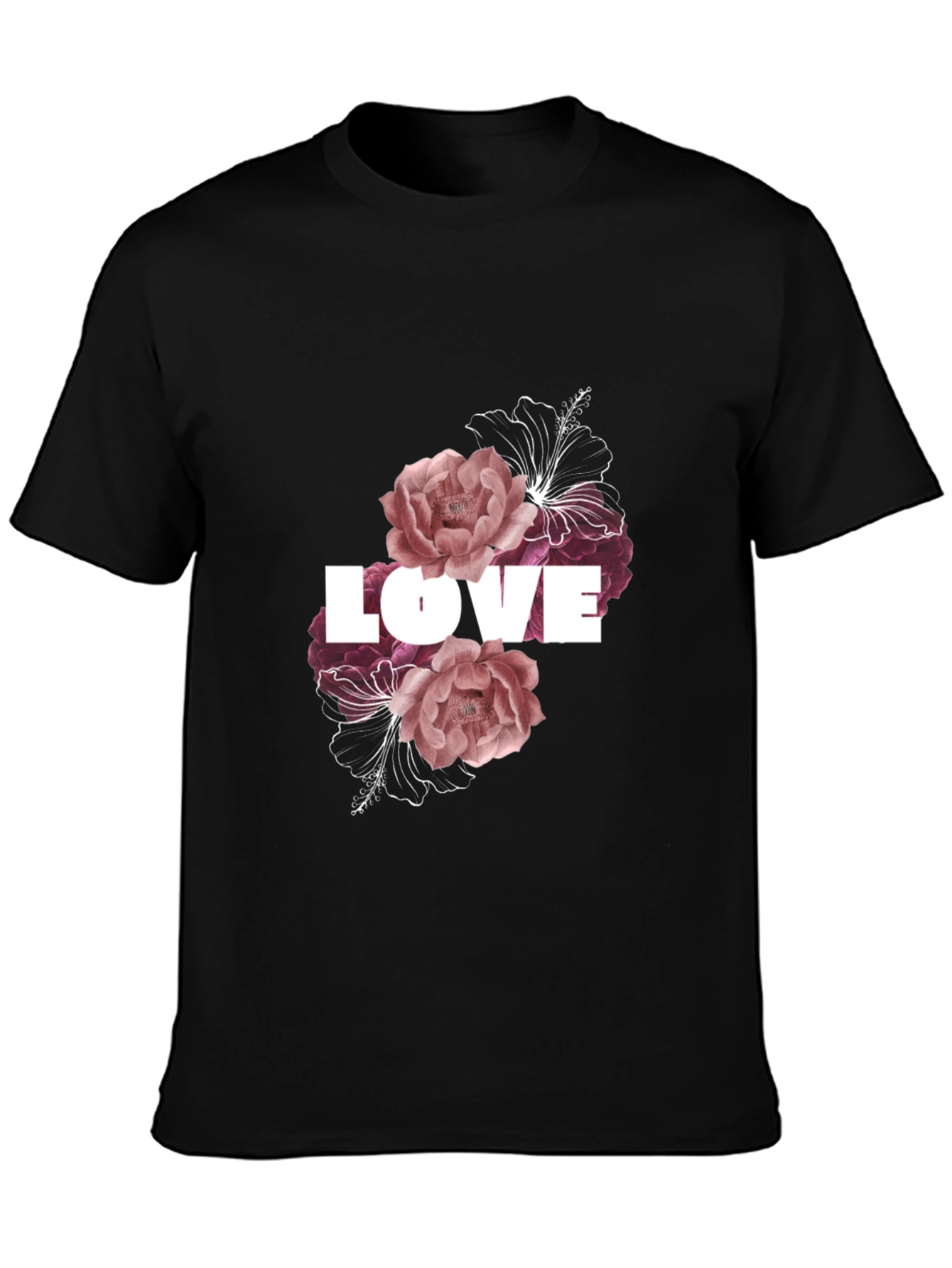 Floral Love T-Shirt - Black
