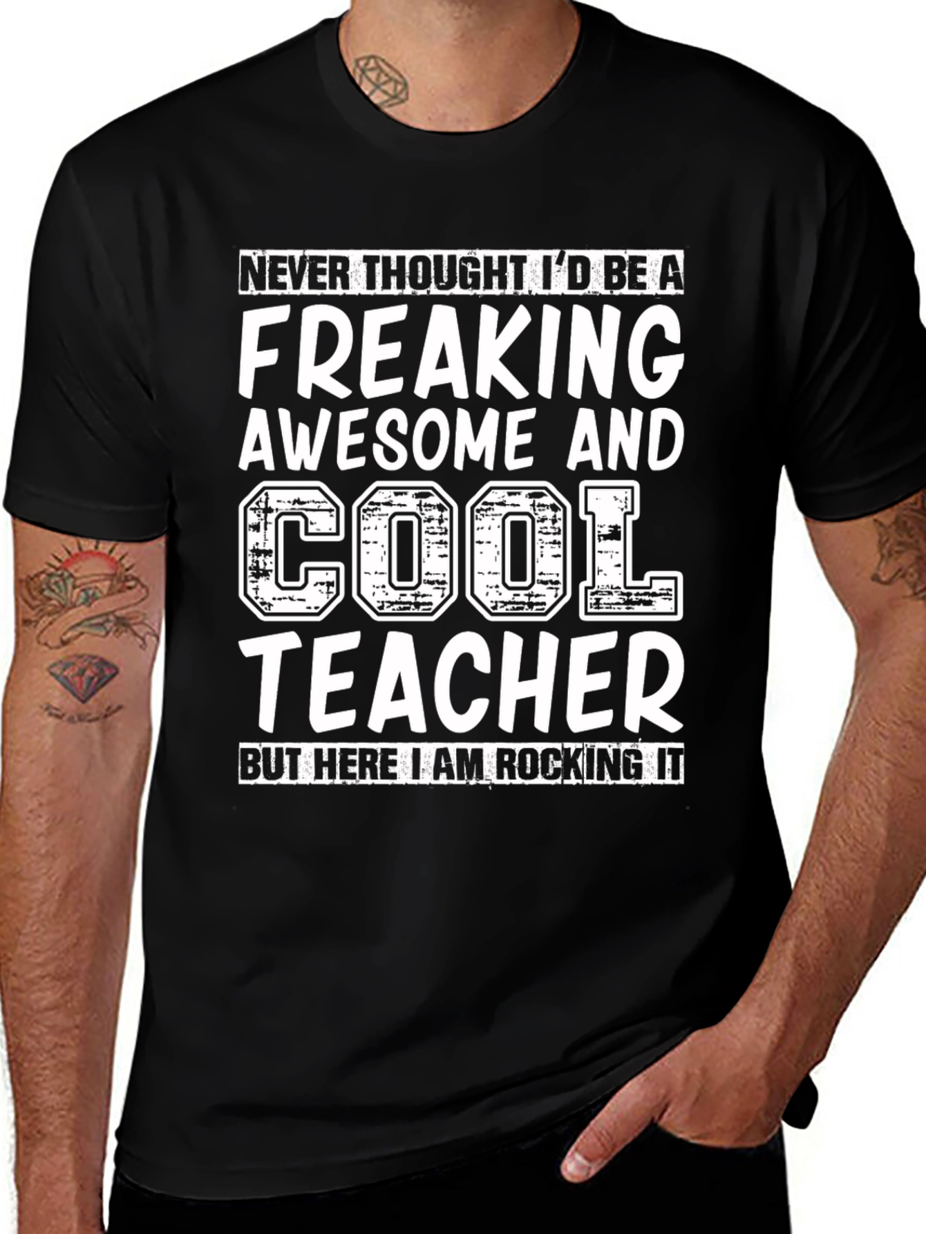 Freaking Awesome Cool Teacher Black T-Shirt
