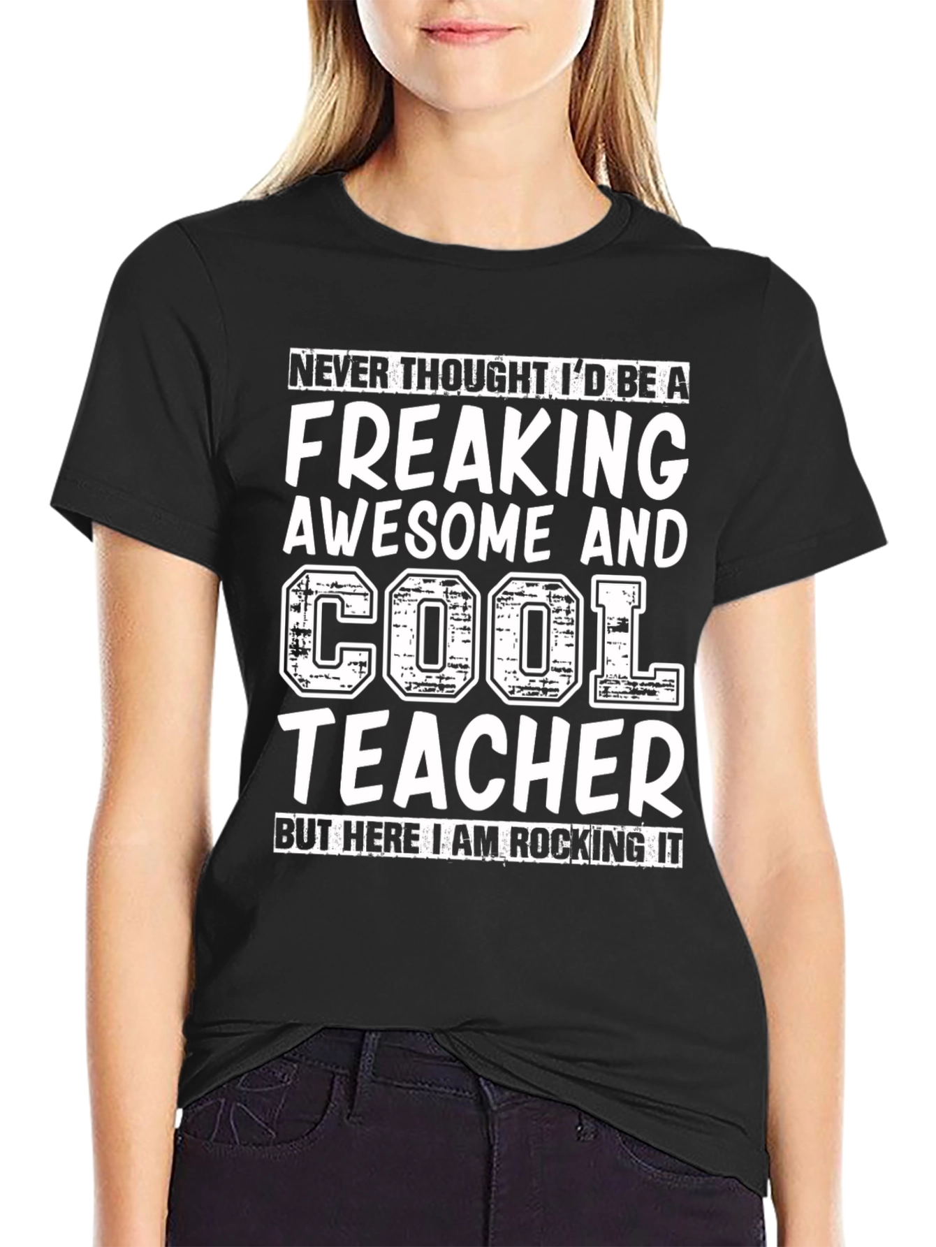 Freaking Awesome Cool Teacher Black T-Shirt