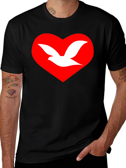 Dove Heart Graphic T-Shirt - Unisex Black Tee