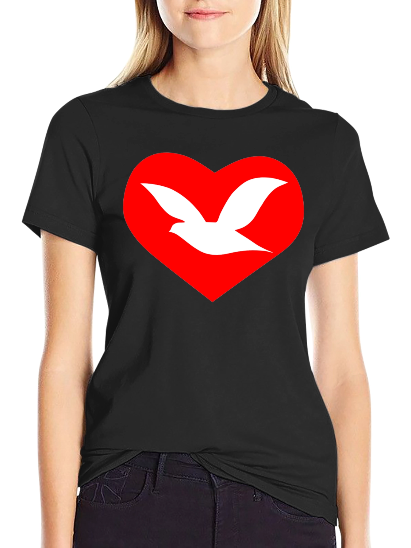 Dove Heart Graphic T-Shirt - Unisex Black Tee